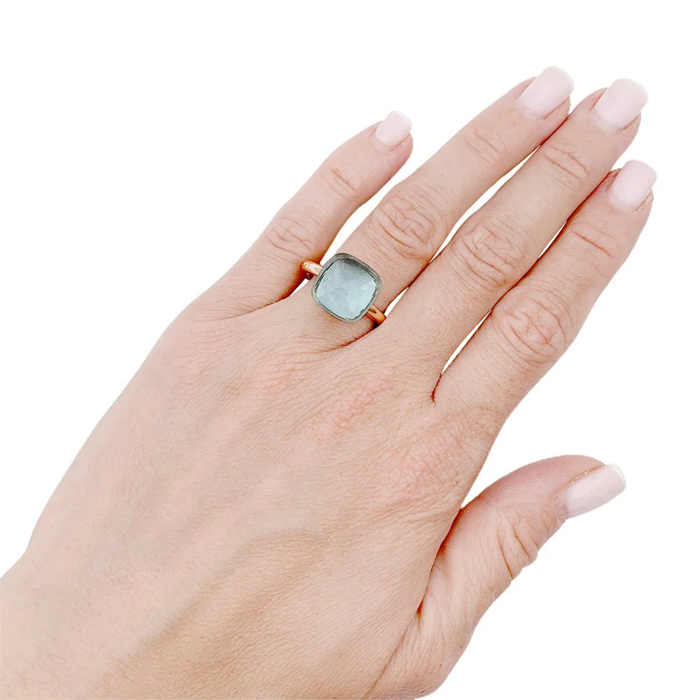Bague Pomellato, "Nudo Maxi", deux ors et topaze bleue. - Image 5