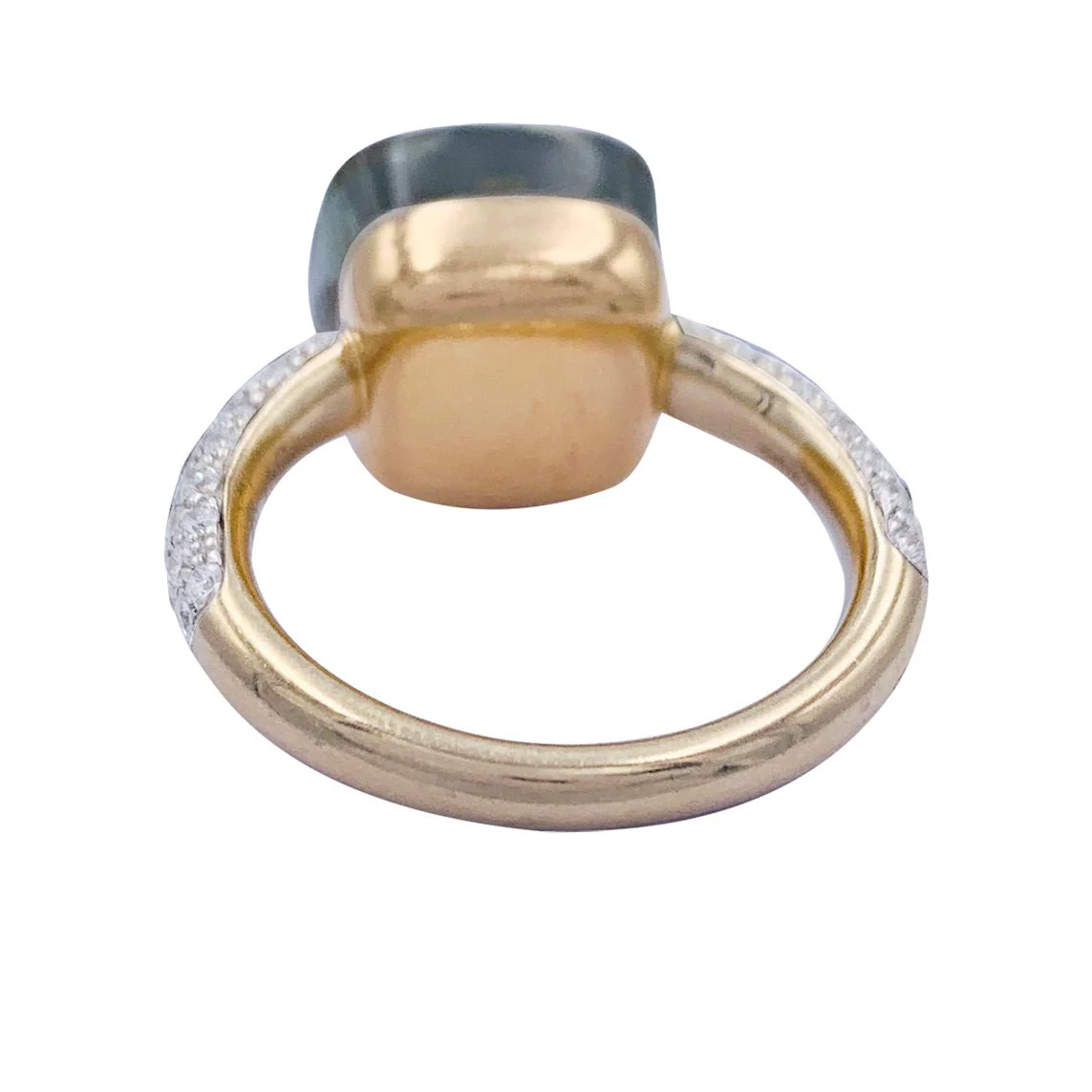Bague Pomellato, "Nudo", or rose et blanc, diamants, prasiolite - Image 3