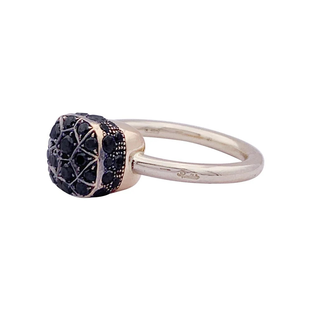 Bague Pomellato, "Nudo Solitaire", deux ors, diamants traités noirs. - Image 3