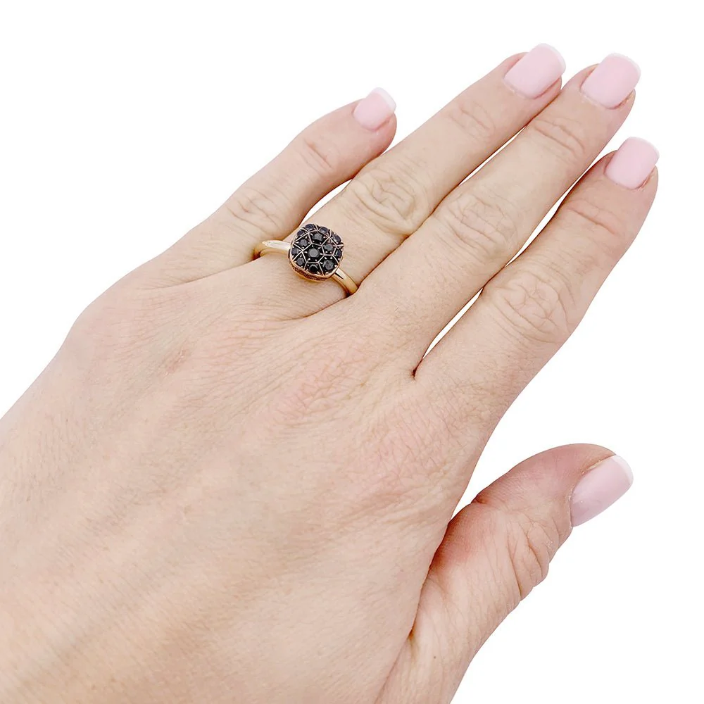 Bague Pomellato, "Nudo Solitaire", deux ors, diamants traités noirs. - Image 6