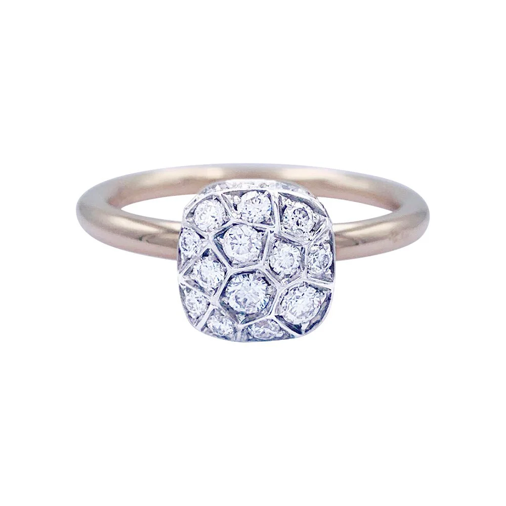 Bague Pomellato, "Nudo Solitaire", or rose et blanc, diamants