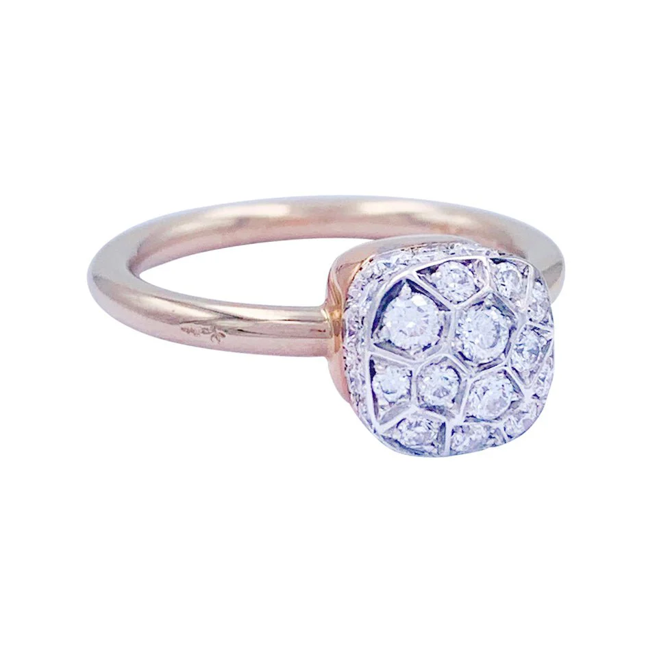 Bague Pomellato, "Nudo Solitaire", or rose et blanc, diamants - Image 3