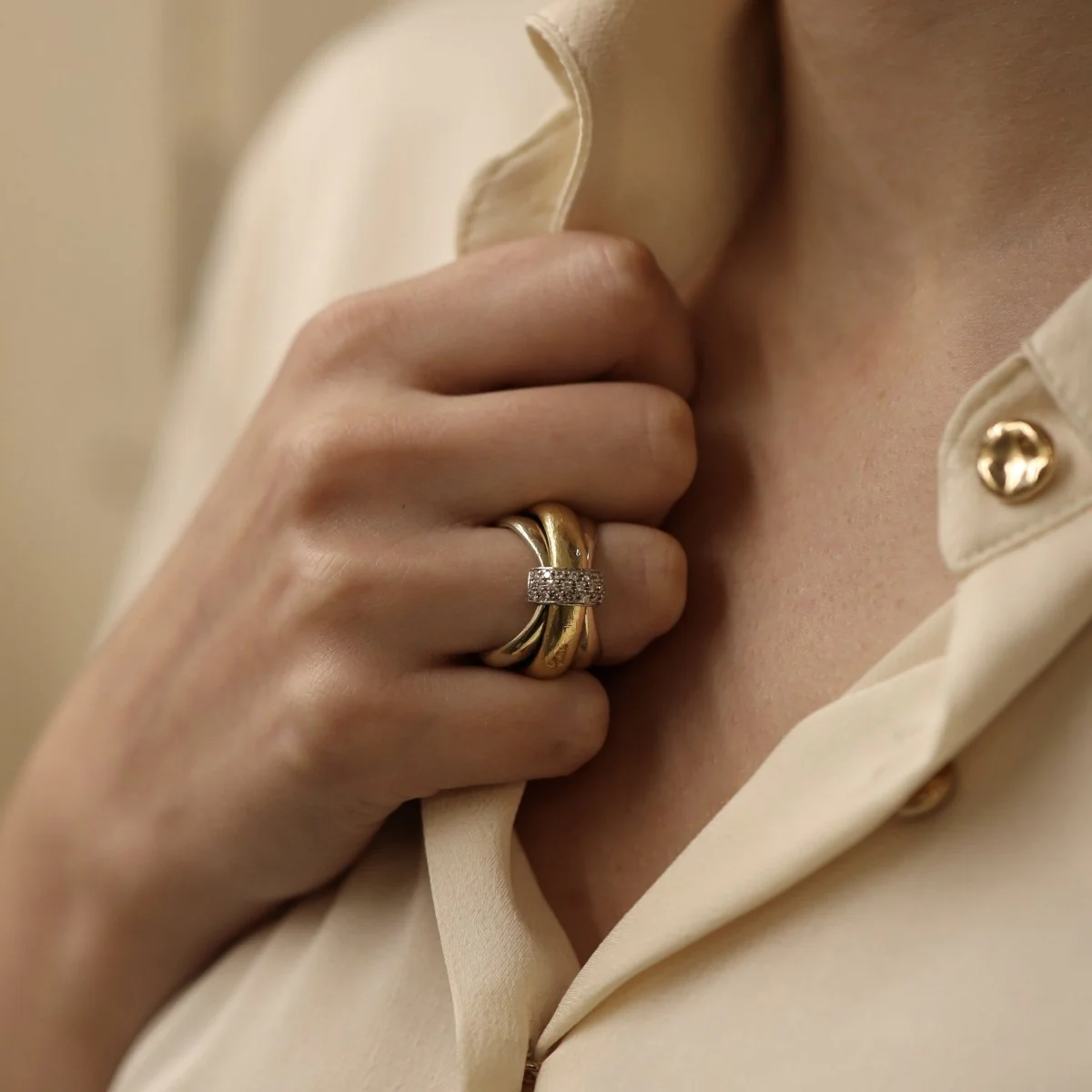 Bague POMELLATO en or jaune, or blanc et diamants - Image 2