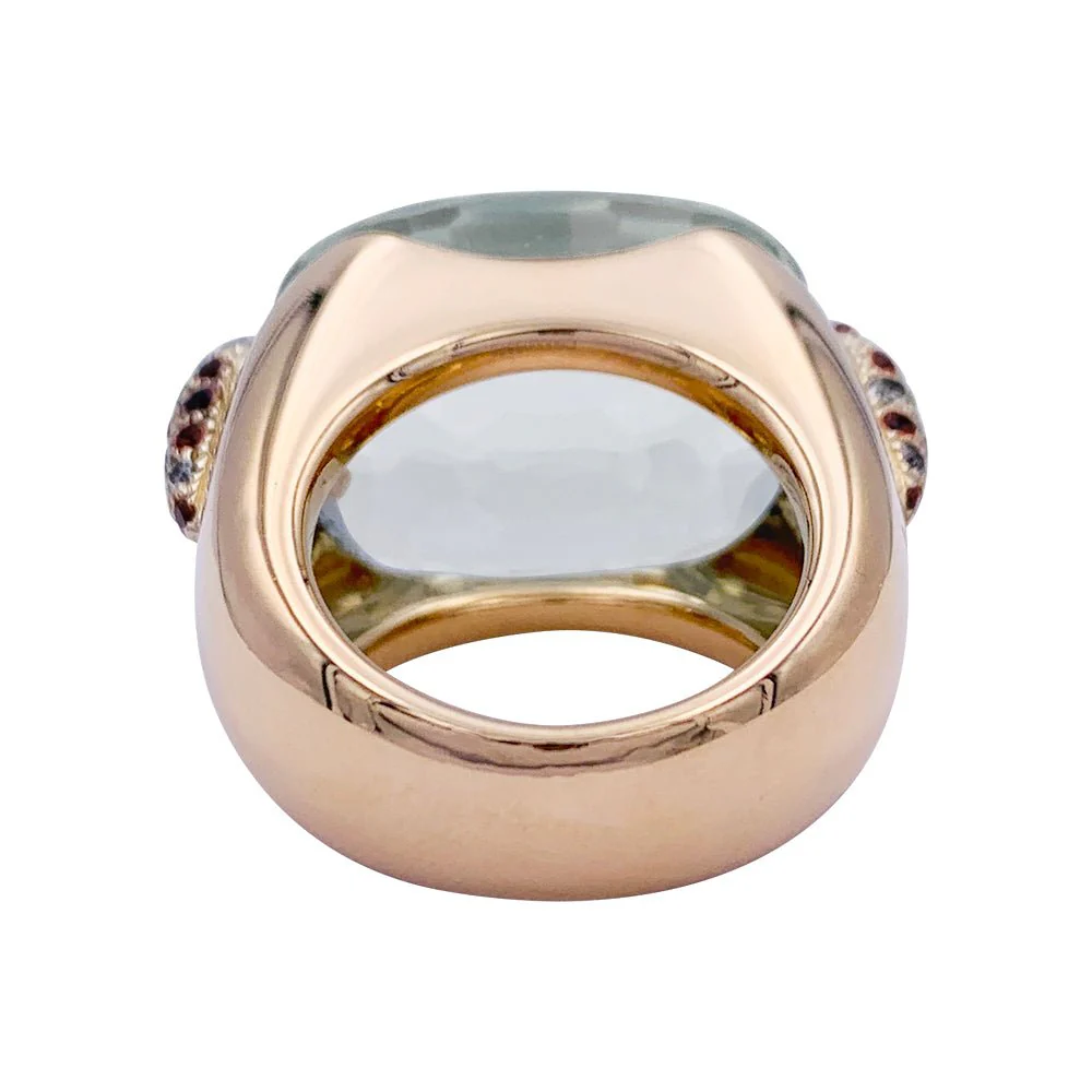 Bague Pomellato, "Pin Up", or rose, prasiolite, diamants, grenats - Image 5