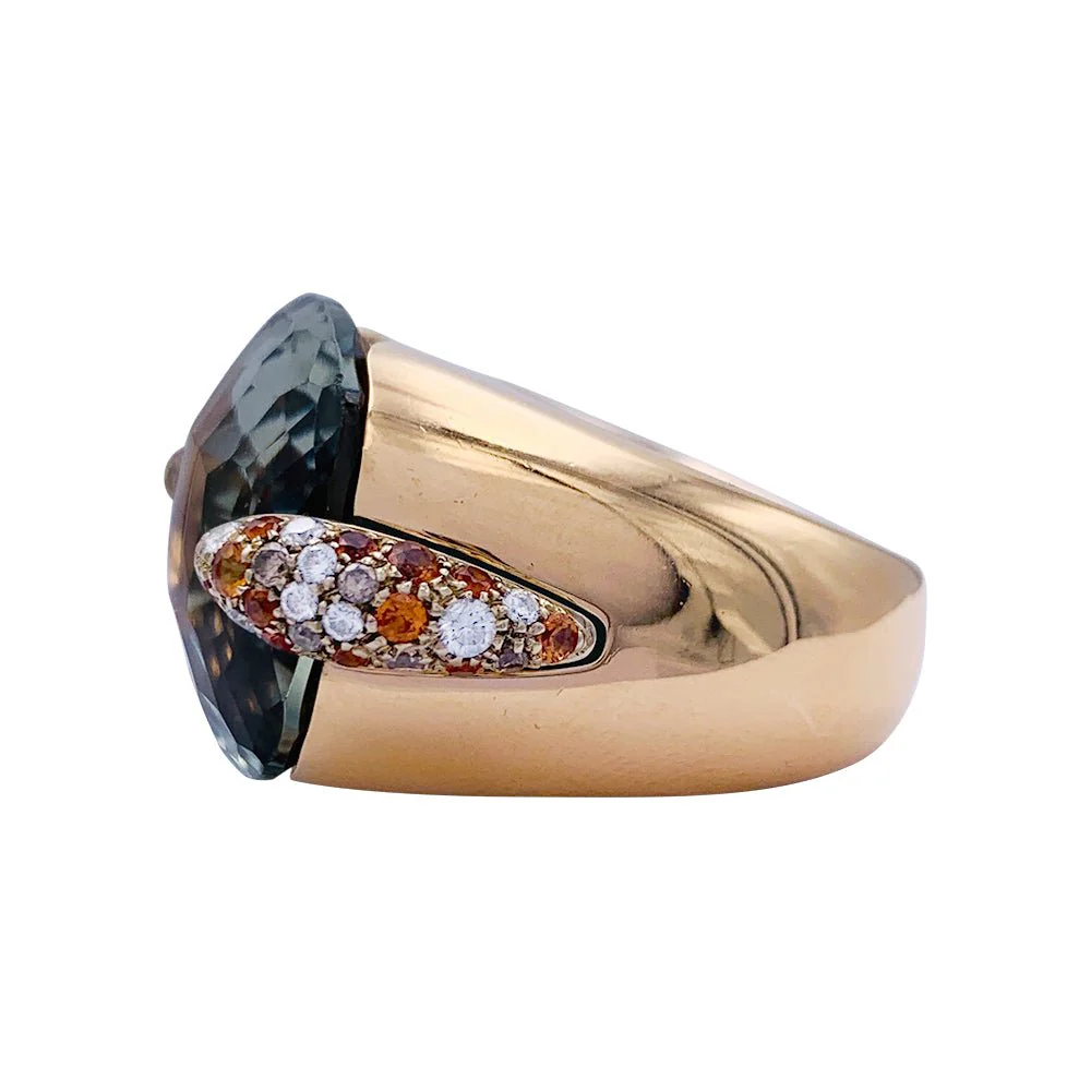 Bague Pomellato, "Pin Up", or rose, prasiolite, diamants, grenats - Image 8