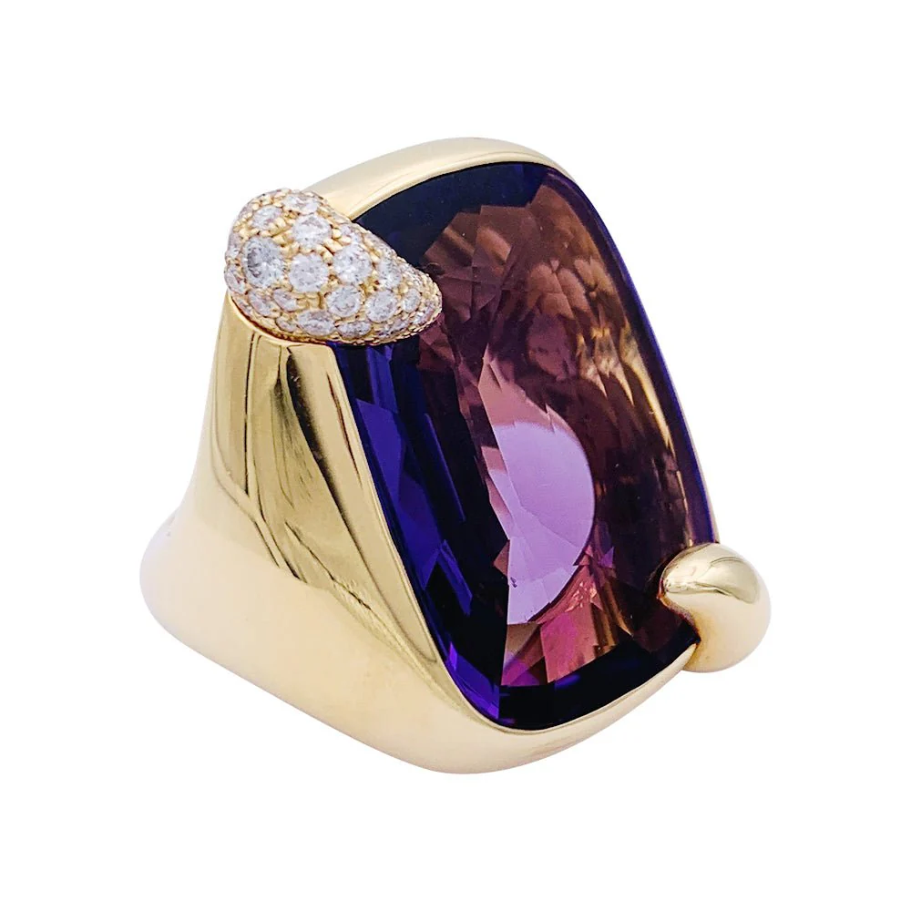 Bague POMELLATO "Ritratto" en or rose, améthyste et diamants. - Image 3