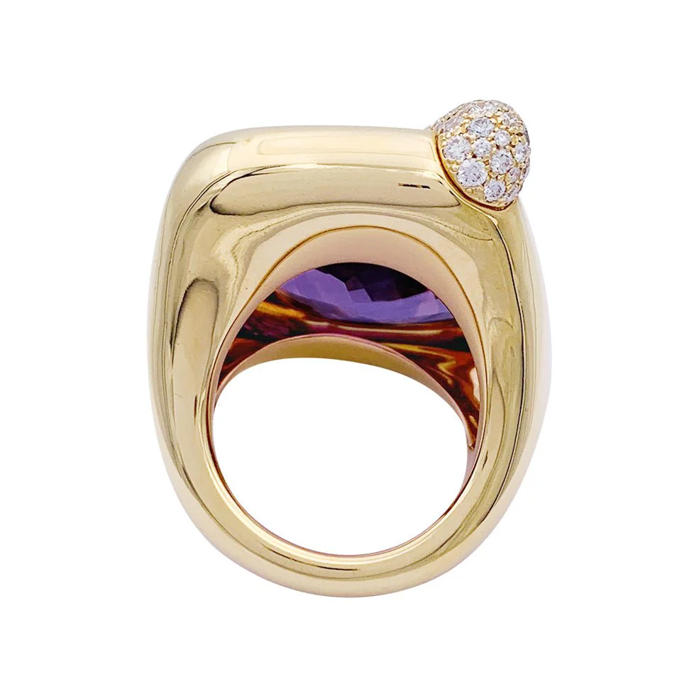 Bague POMELLATO "Ritratto" en or rose, améthyste et diamants. - Image 4