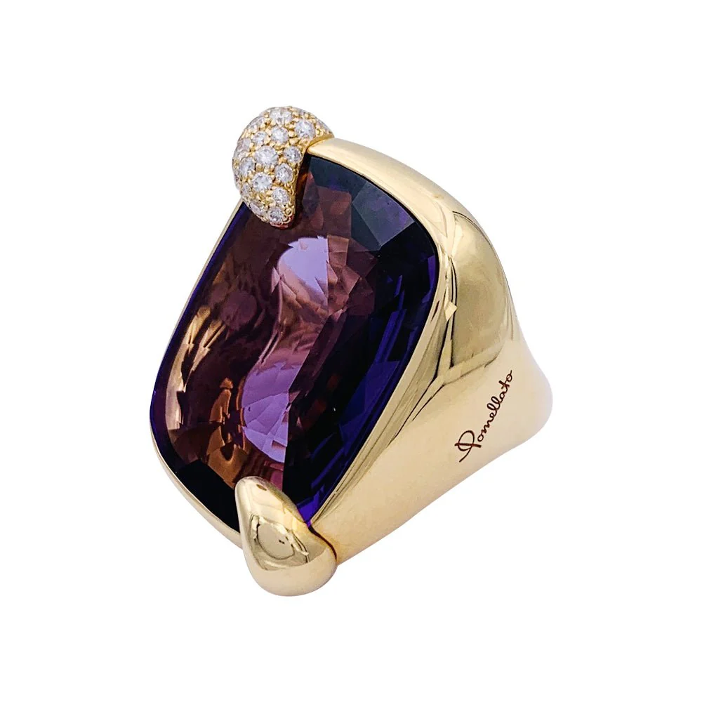 Bague POMELLATO "Ritratto" en or rose, améthyste et diamants. - Image 5