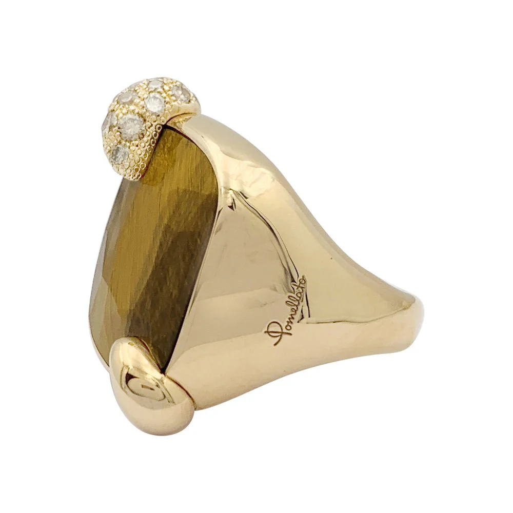 Bague POMELLATO "Ritratto" en or rose, diamants et oeil de tigre - Image 3