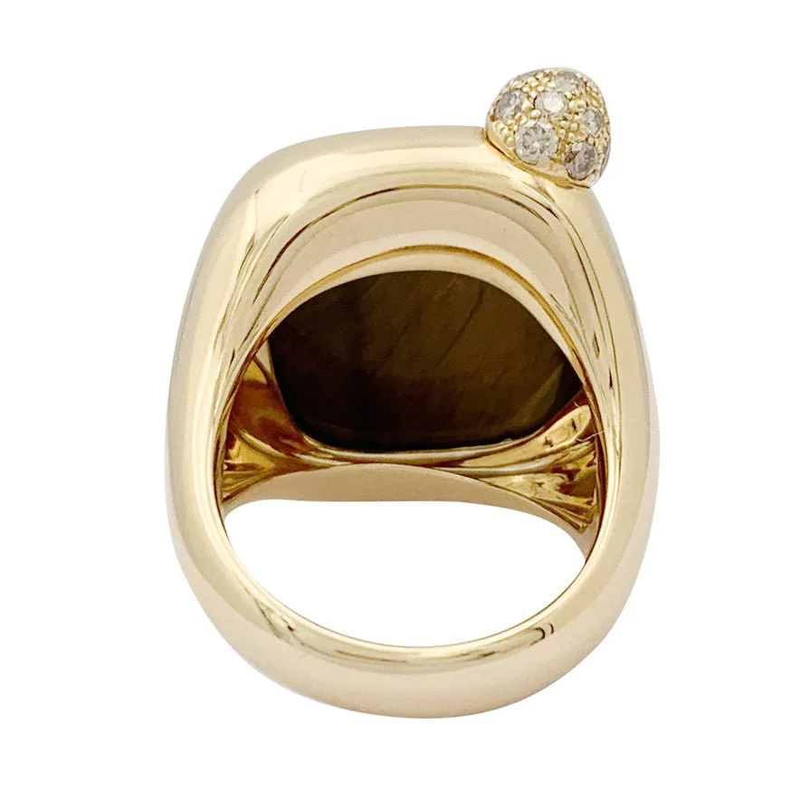 Bague POMELLATO "Ritratto" en or rose, diamants et oeil de tigre - Image 4