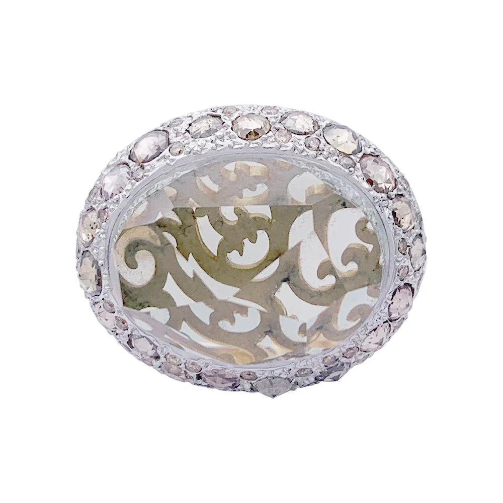Bague POMELLATO "Tango" en or rose, diamants bruns, diamants et prasiolite.