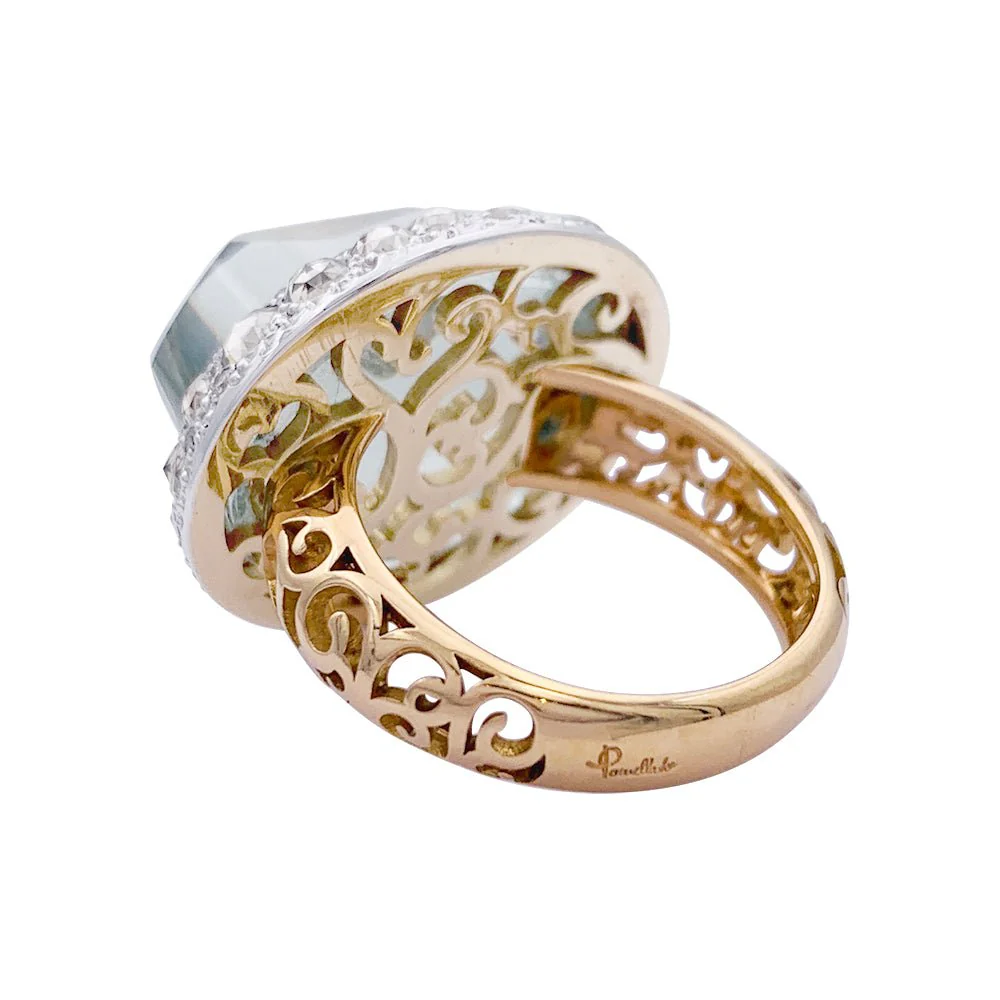 Bague POMELLATO "Tango" en or rose, diamants bruns, diamants et prasiolite. - Image 4