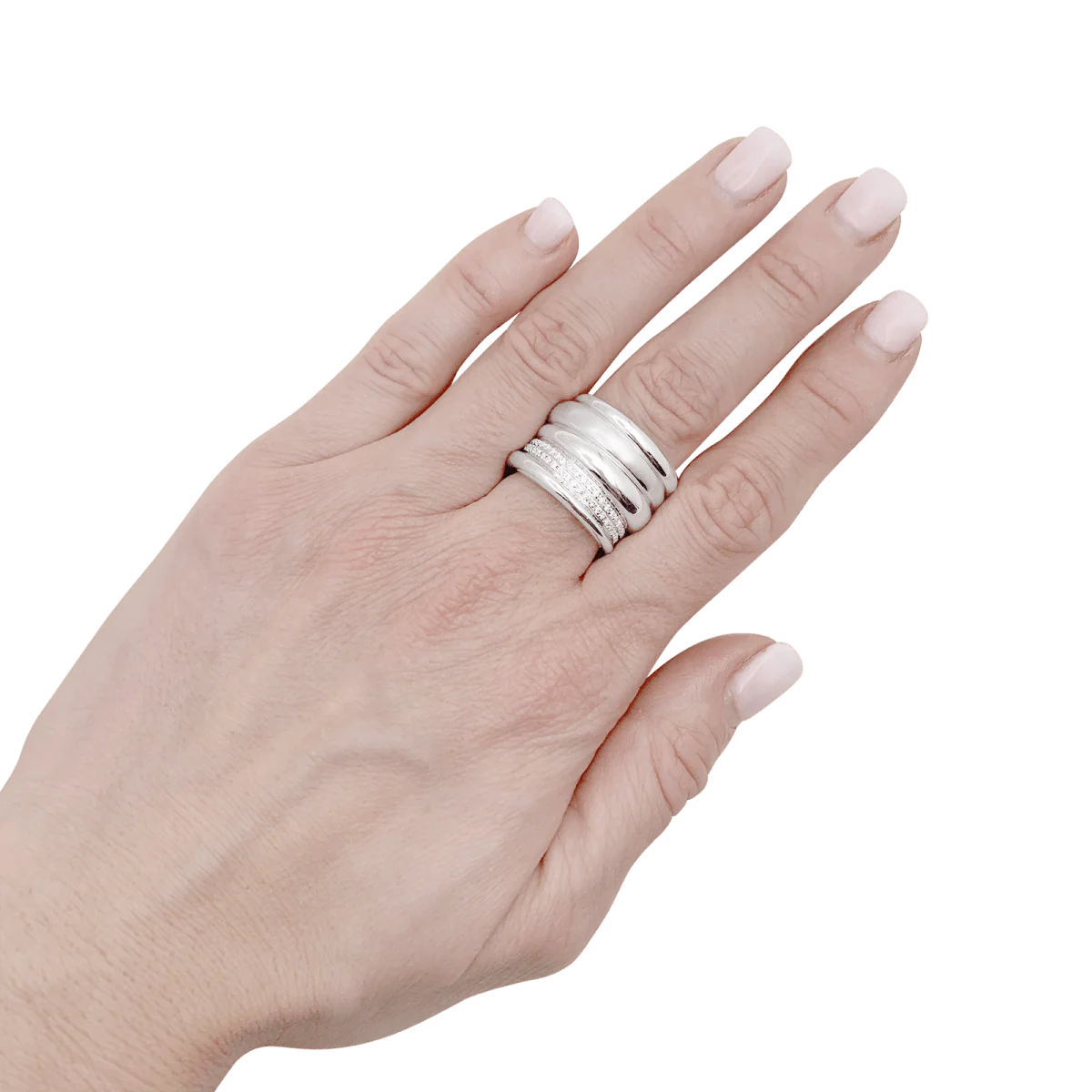 Bague POMELLATO "Tubolare" en or blanc et diamants - Image 2