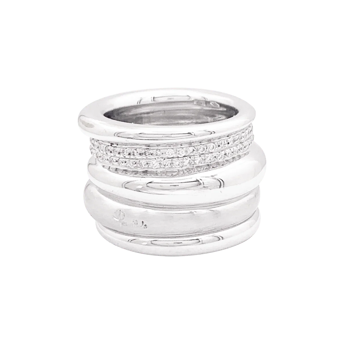 Bague POMELLATO "Tubolare" en or blanc et diamants - Image 3