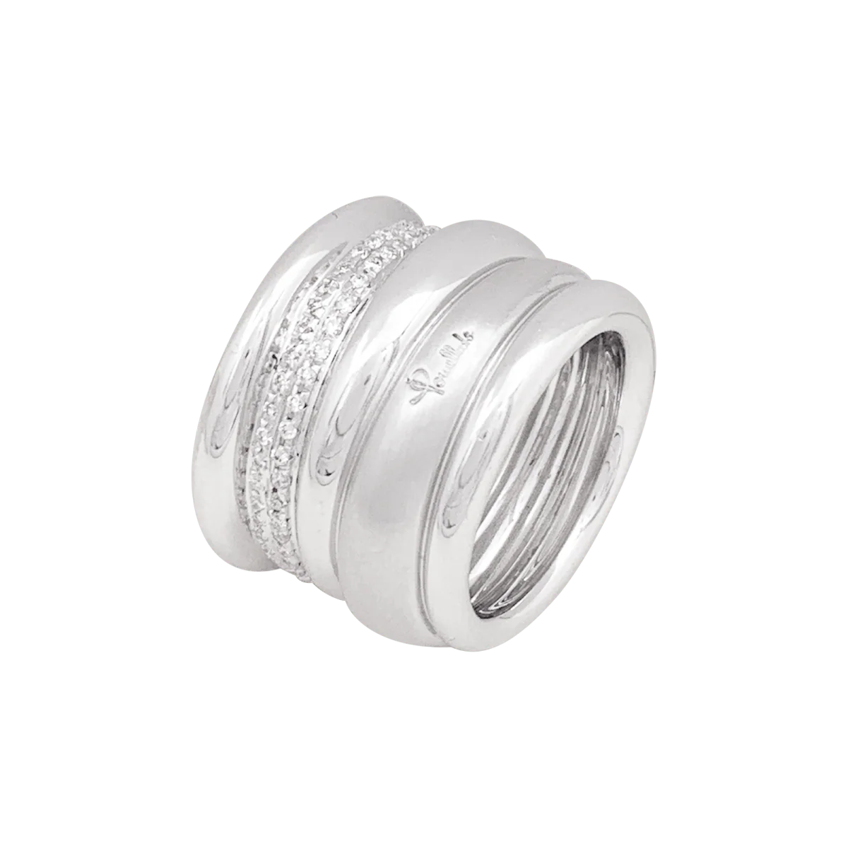 Bague POMELLATO "Tubolare" en or blanc et diamants - Image 4