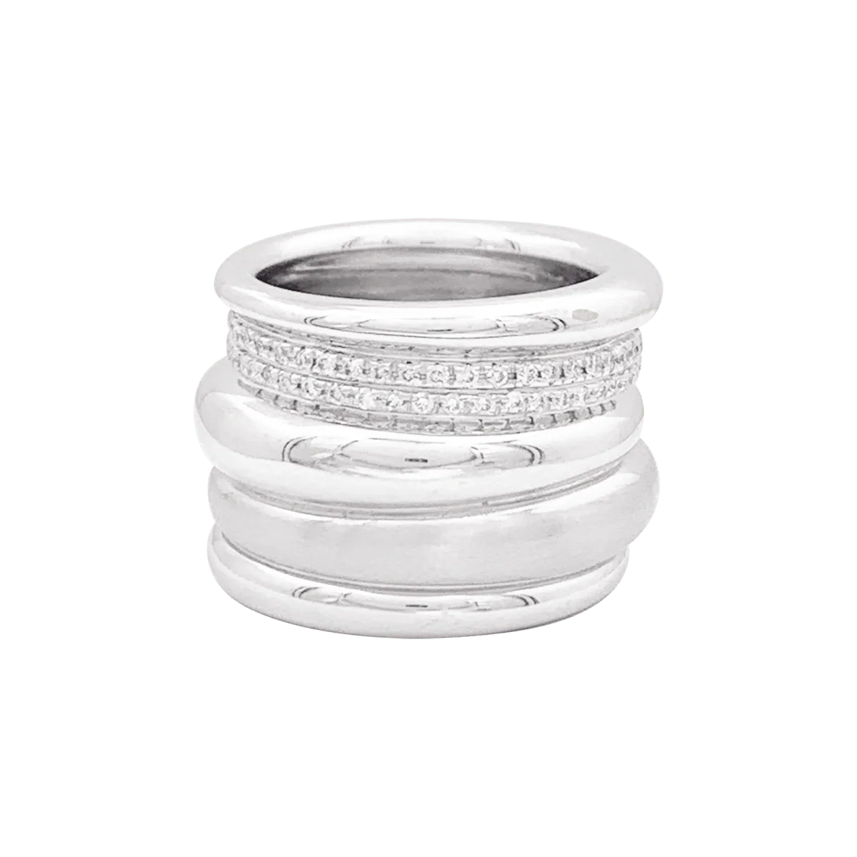 Bague POMELLATO "Tubolare" en or blanc et diamants - Image 5
