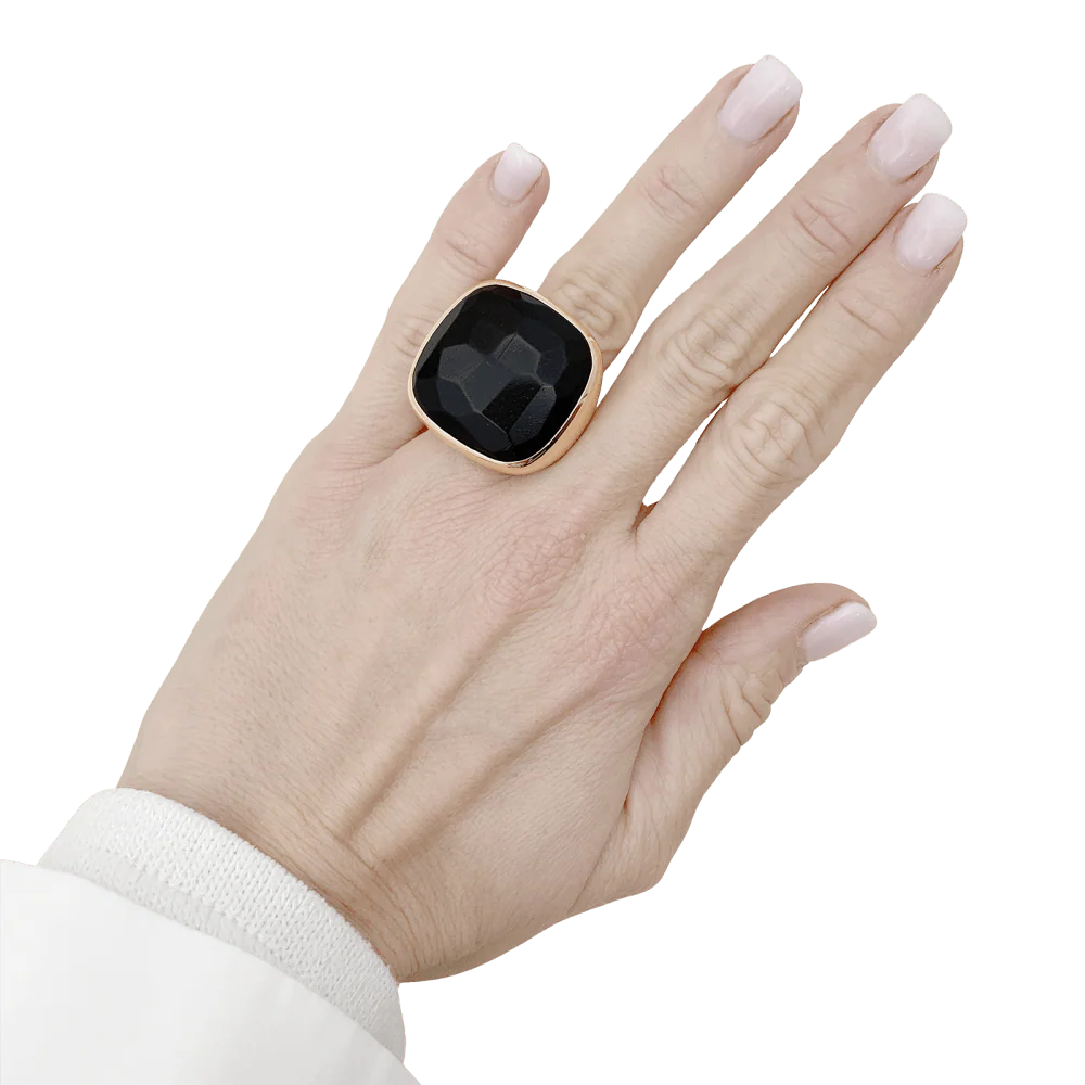 Bague Cocktail POMELLATO "Victoria" en or rose et jais - Image 2