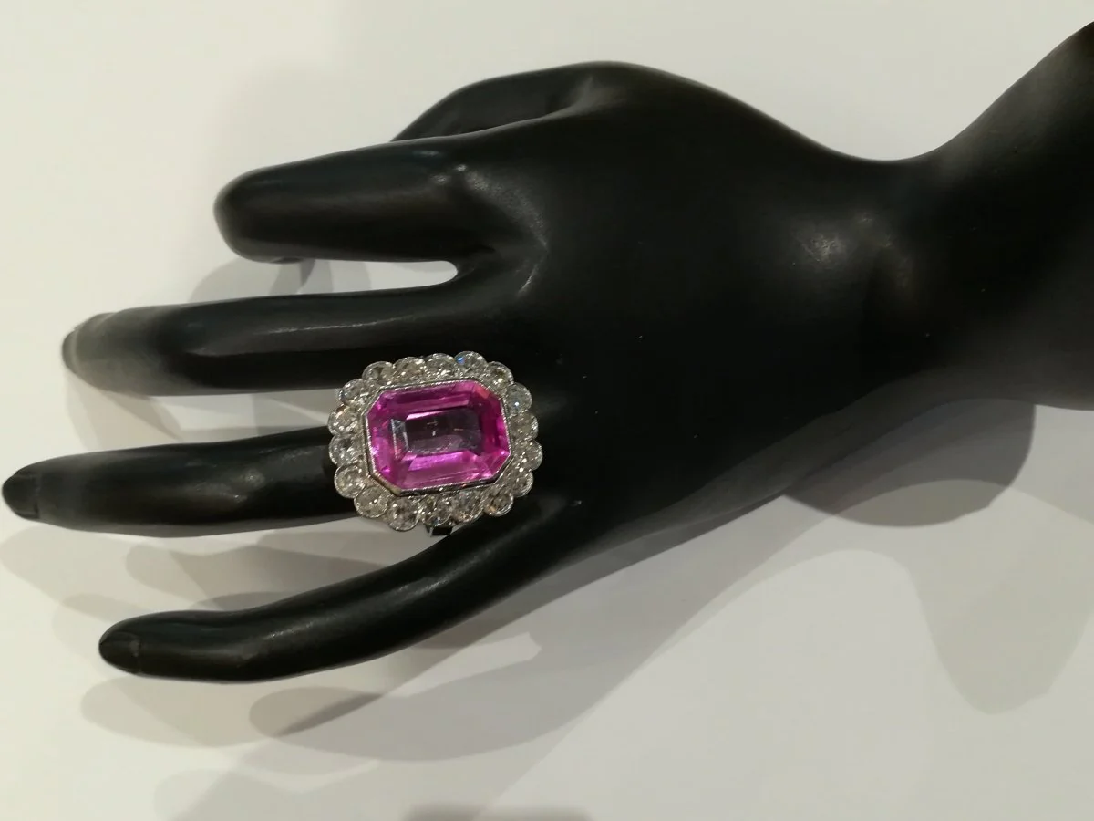Bague Pompadour Art Déco Diamants - Image 3