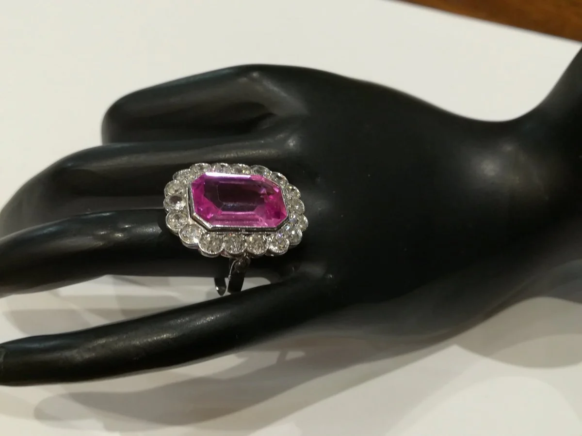Bague Pompadour Art Déco Diamants - Image 4