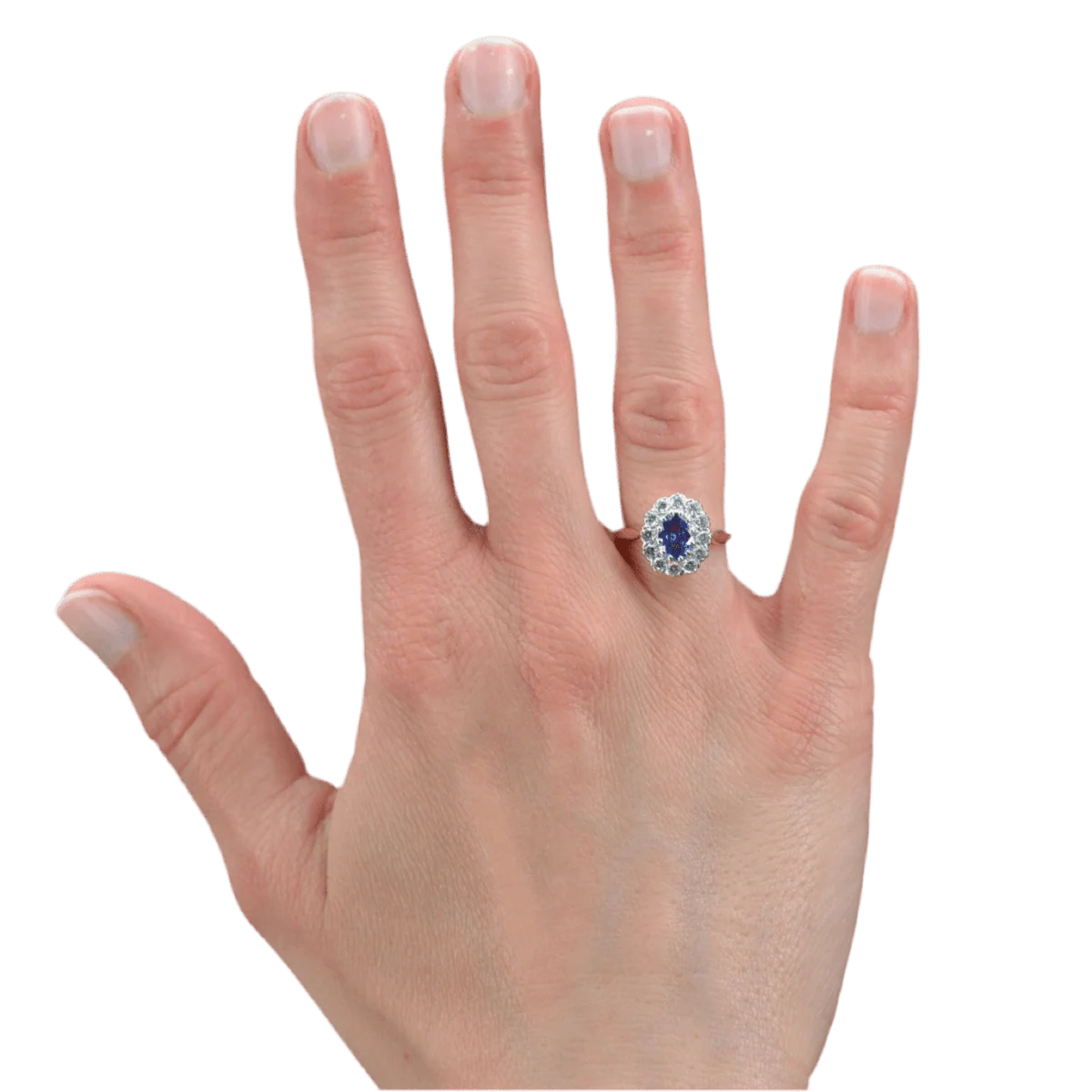 Bague Pompadour en or jaune, saphir, perles et diamants - Image 2