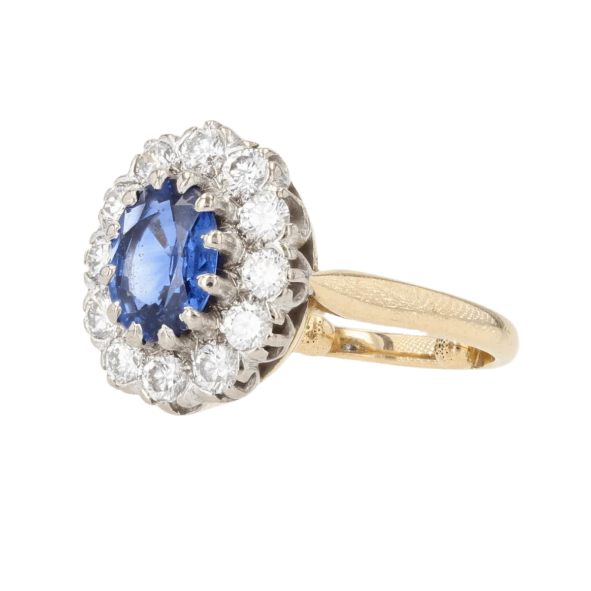 Bague Pompadour en or jaune, saphir, perles et diamants - Image 3