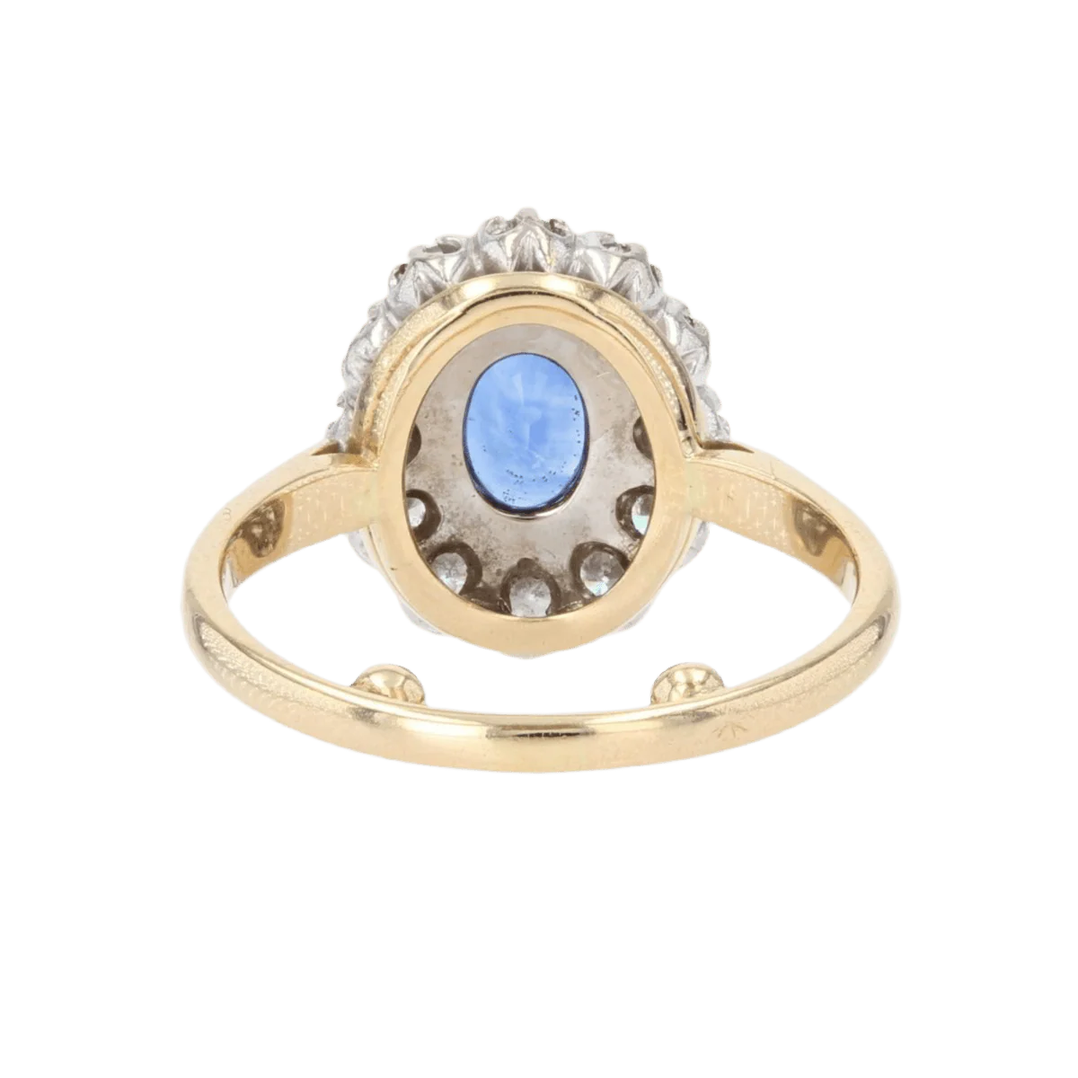 Bague Pompadour en or jaune, saphir, perles et diamants - Image 4