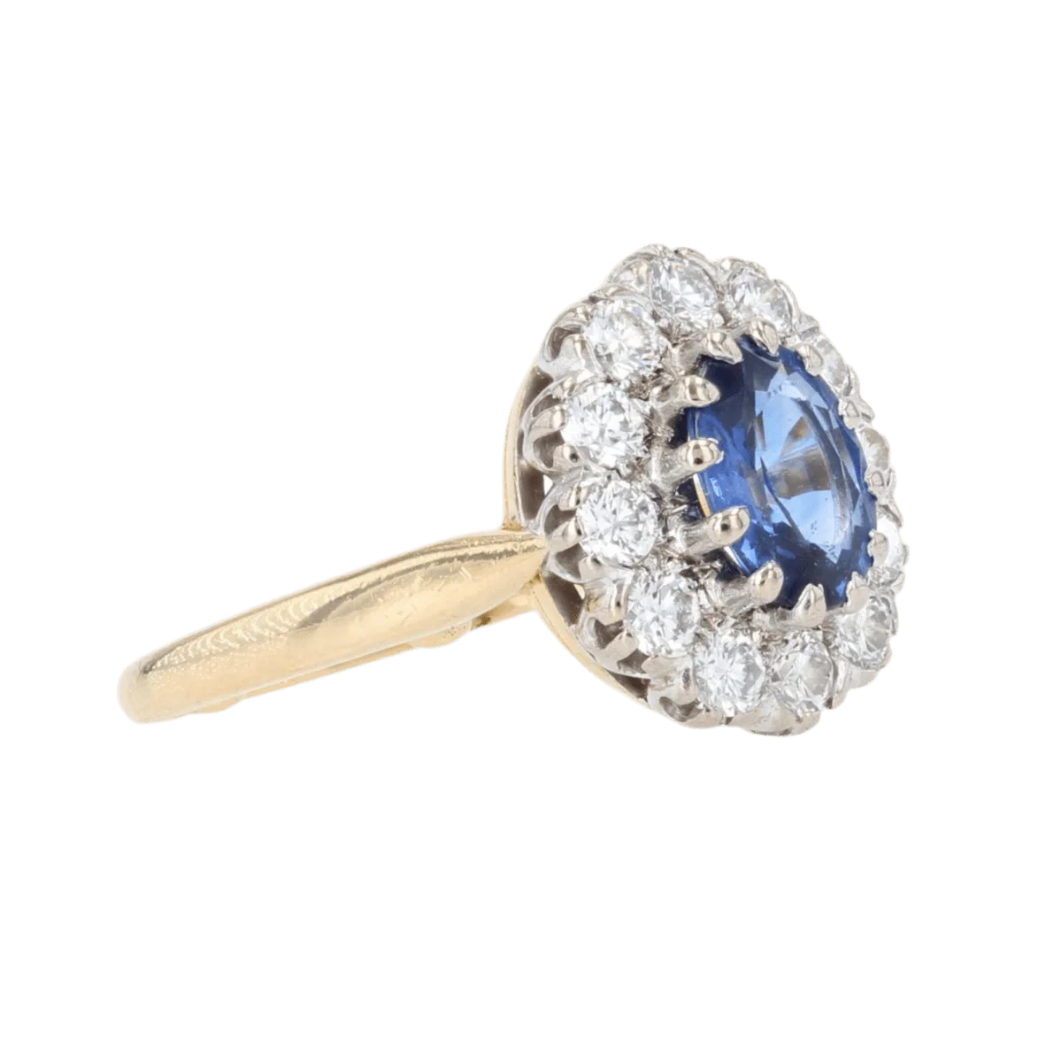 Bague Pompadour en or jaune, saphir, perles et diamants - Image 5