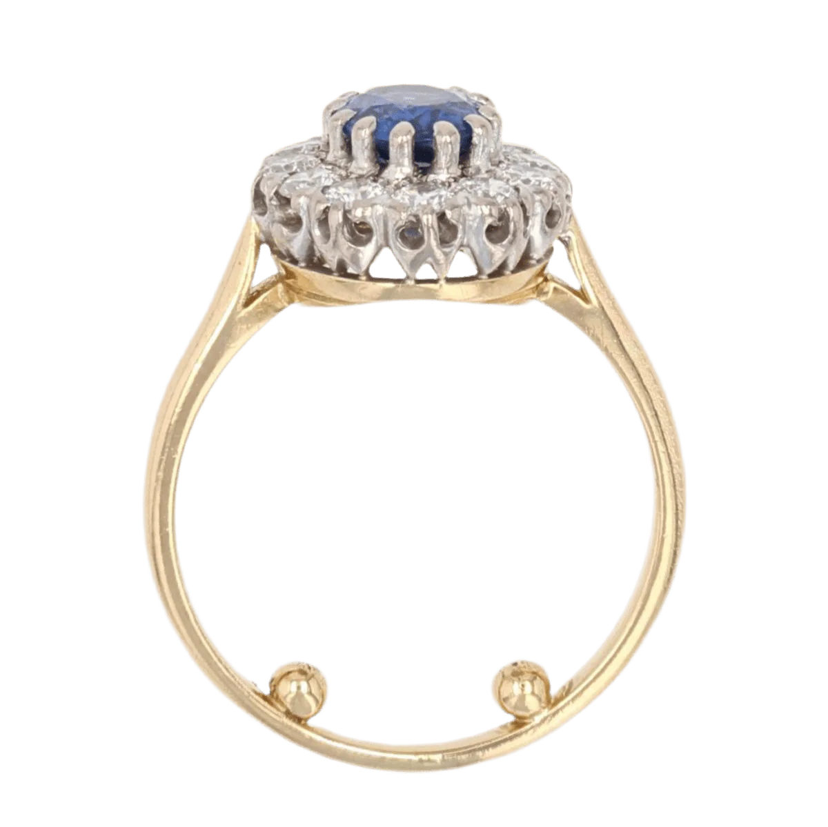 Bague Pompadour en or jaune, saphir, perles et diamants - Image 6