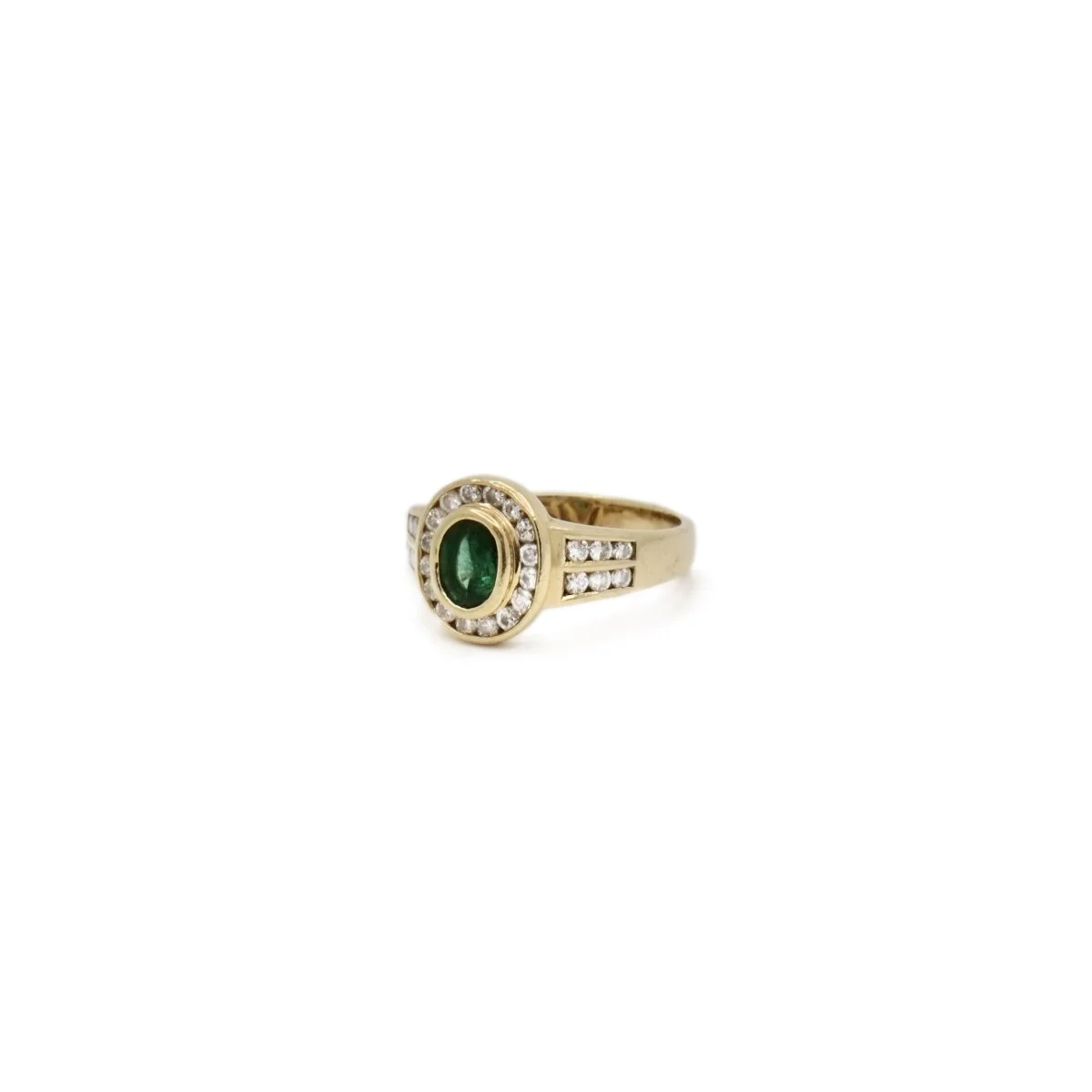 Bague Pompadour en or jaune, émeraude et diamants - Image 3