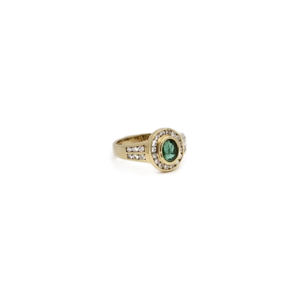 Bague Pompadour en or jaune, émeraude et diamants - Image 5
