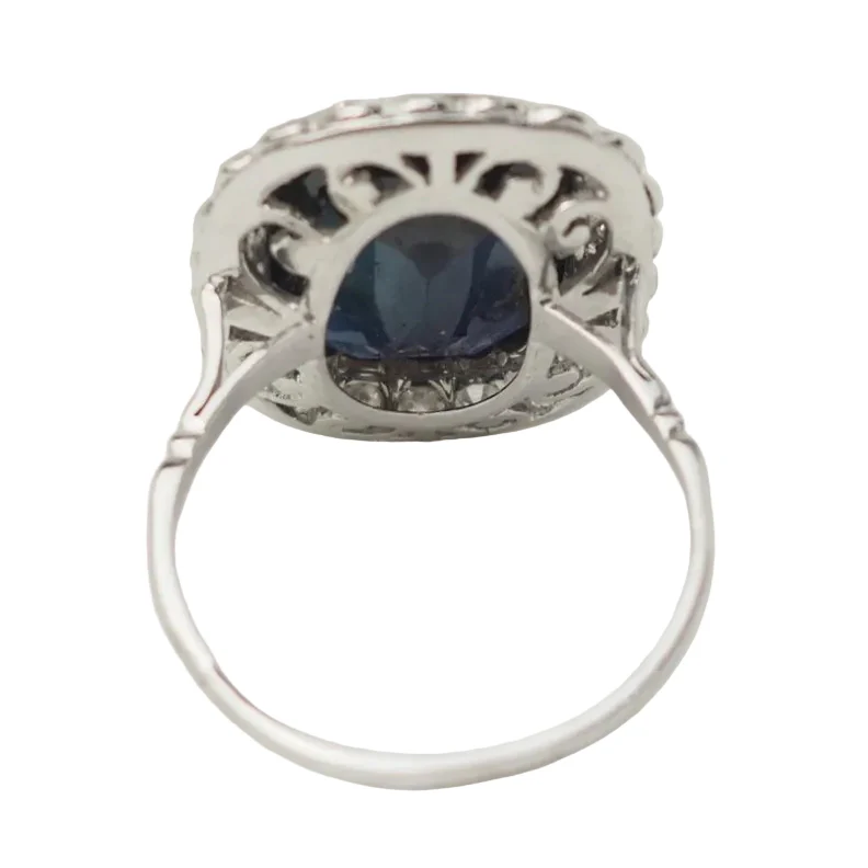 Bague Pompadour en Platine, saphir et diamants - Image 4
