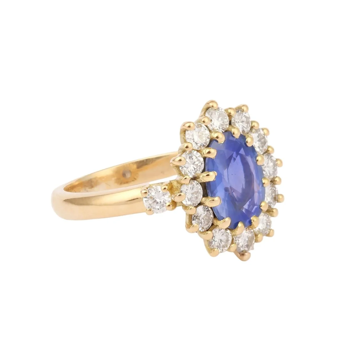 Bague Pompadour en or jaune, saphir, et diamants - Image 3