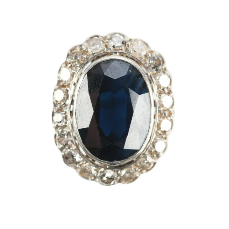 Bague Pompadour en platine, saphir et diamants - Image 3