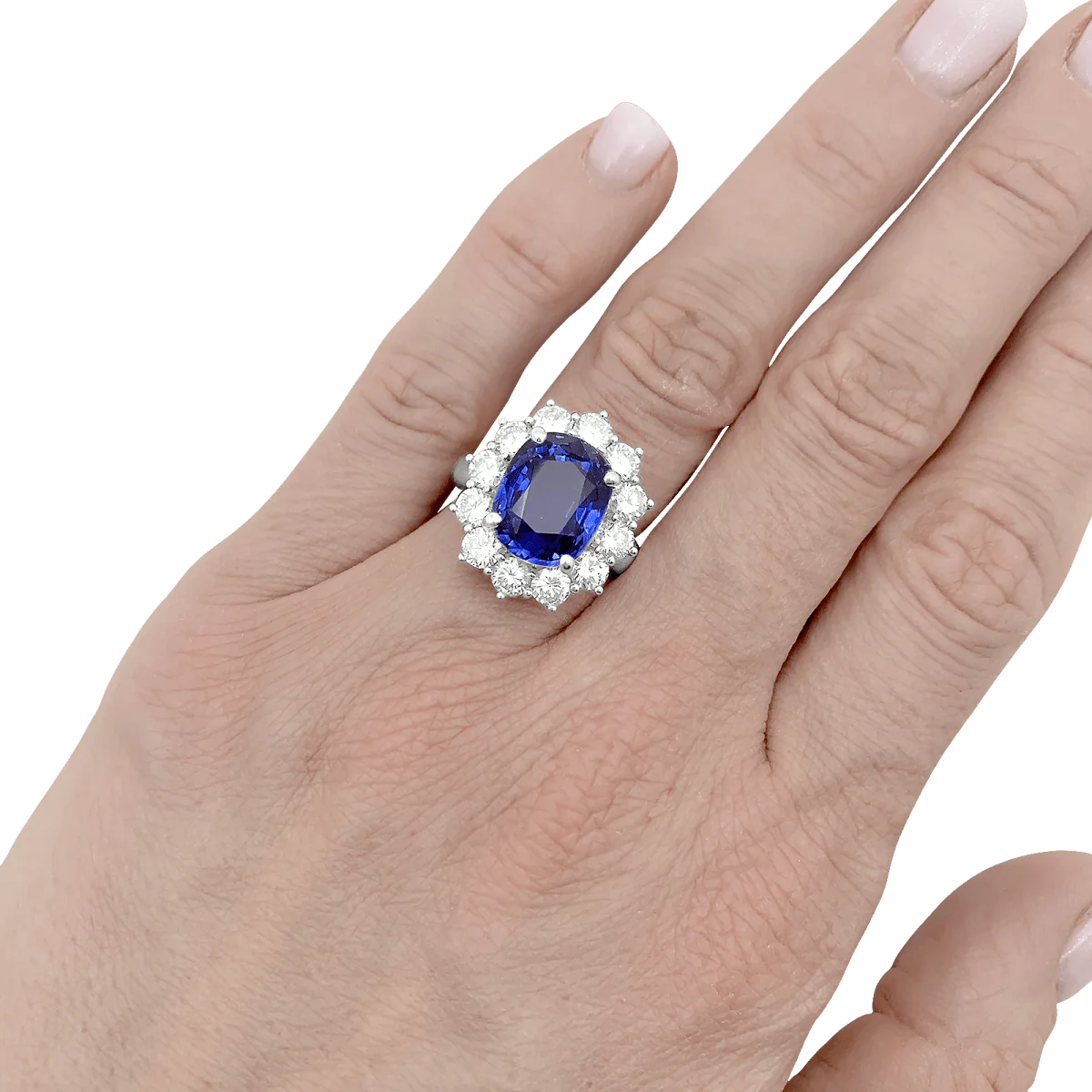 Bague "Pompadour" en or blanc, saphir et diamants - Image 2