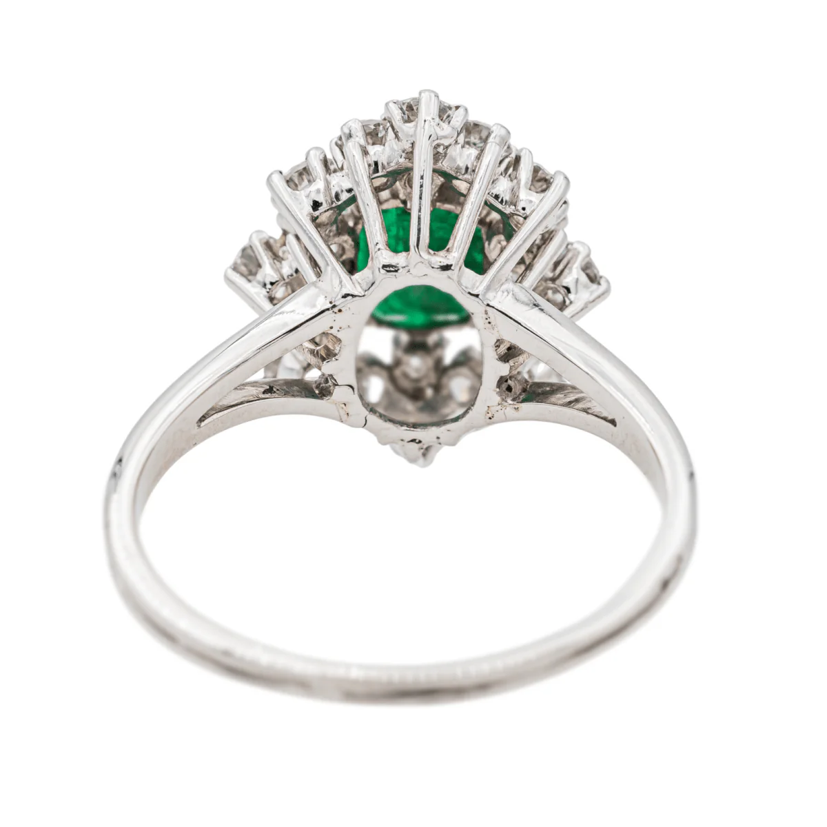 Bague Pompadour Or Blanc avec Émeraude et Diamants - Image 6