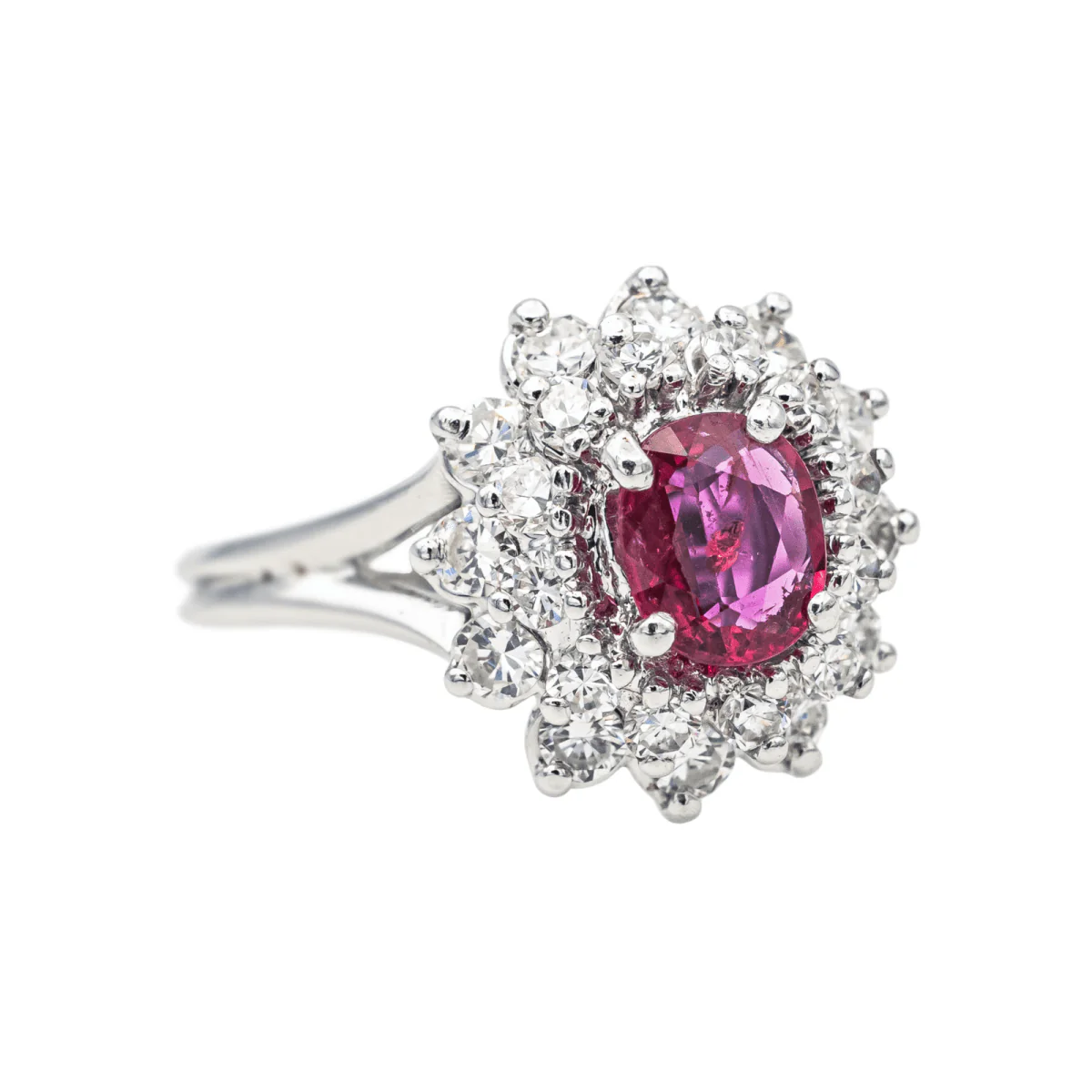 Bague Pompadour en or blanc et rubis - Image 6