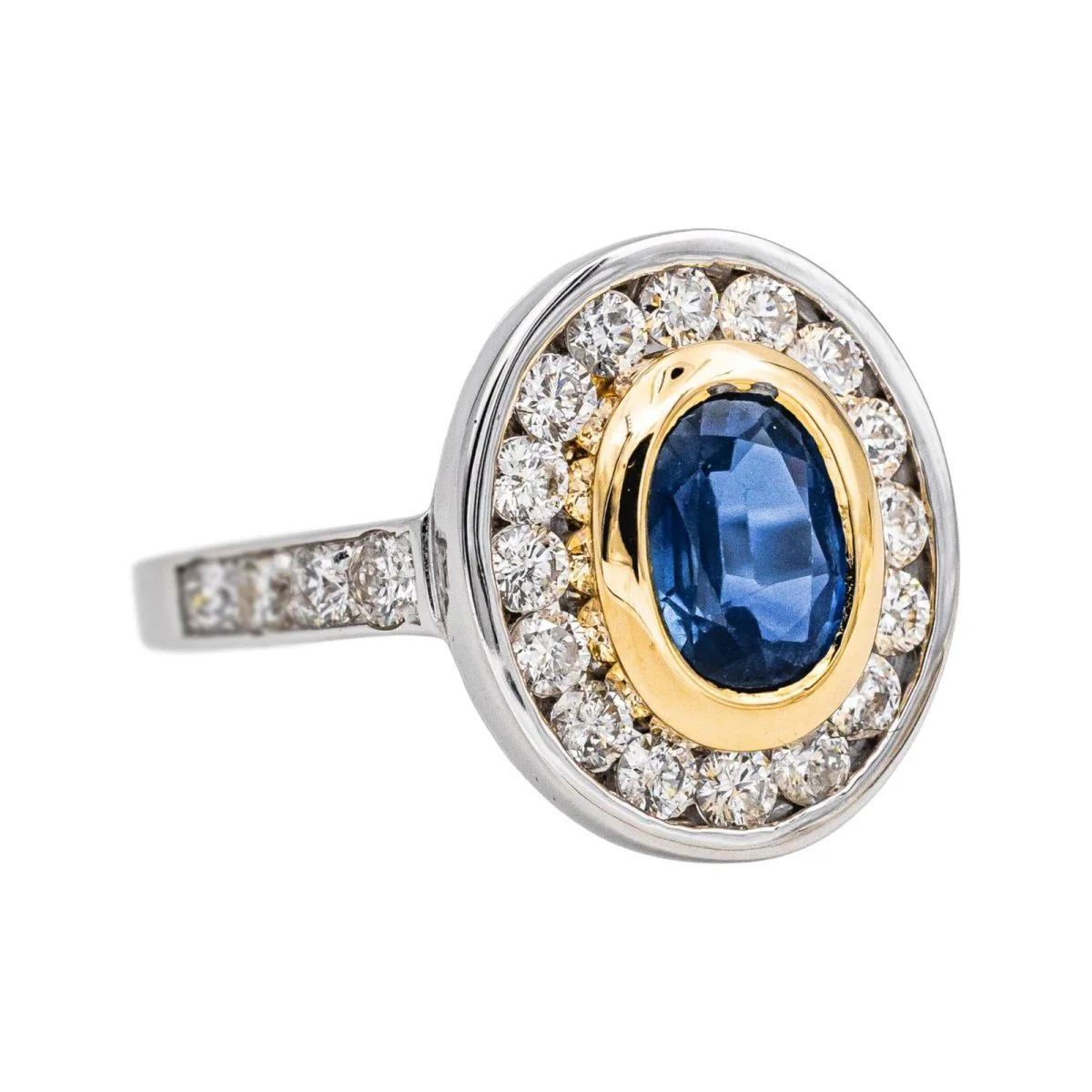 Bague Pompadour en or blanc, or jaune, saphir et diamants - Image 6