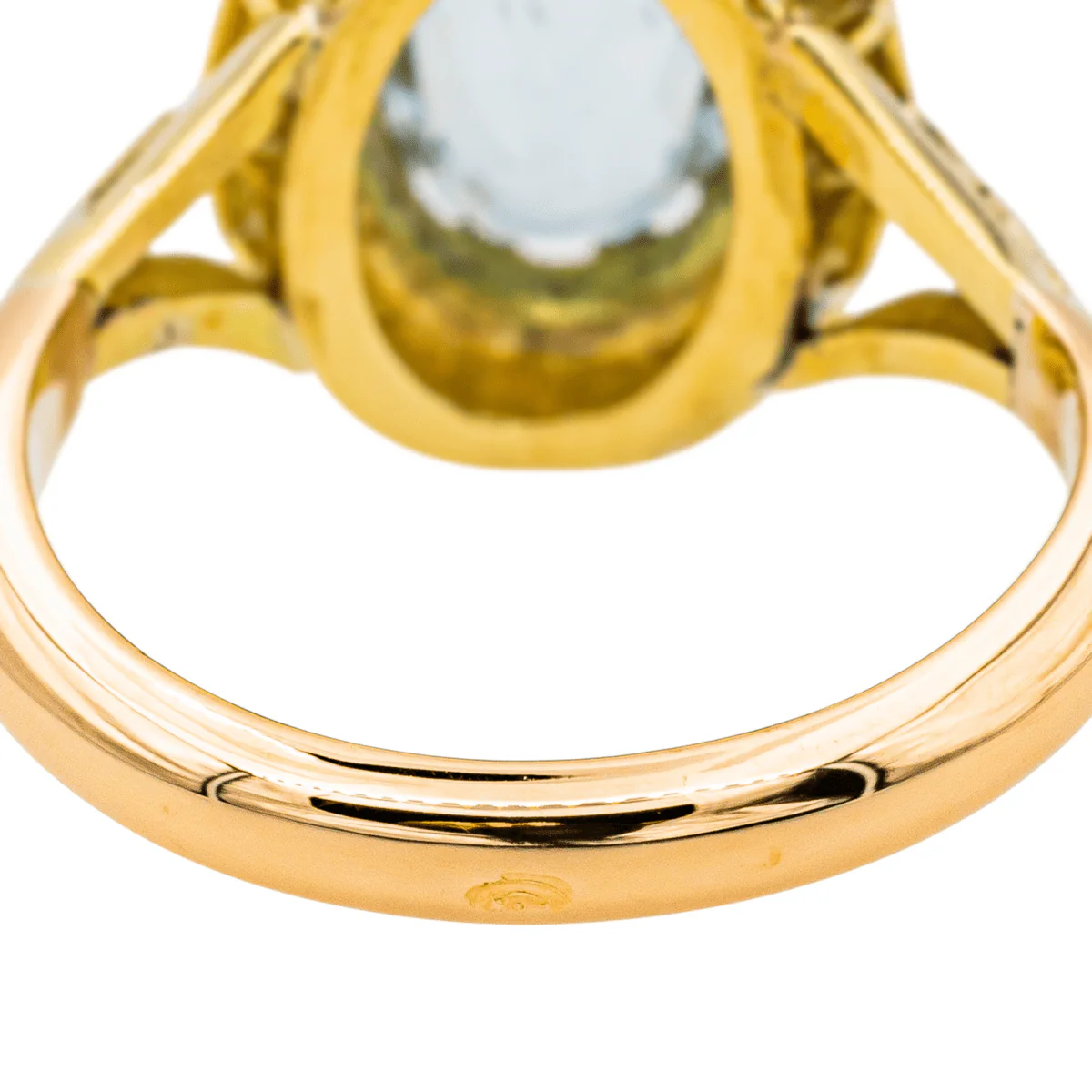 Bague Pompadour en or jaune, aigue-marine et diamants - Image 7