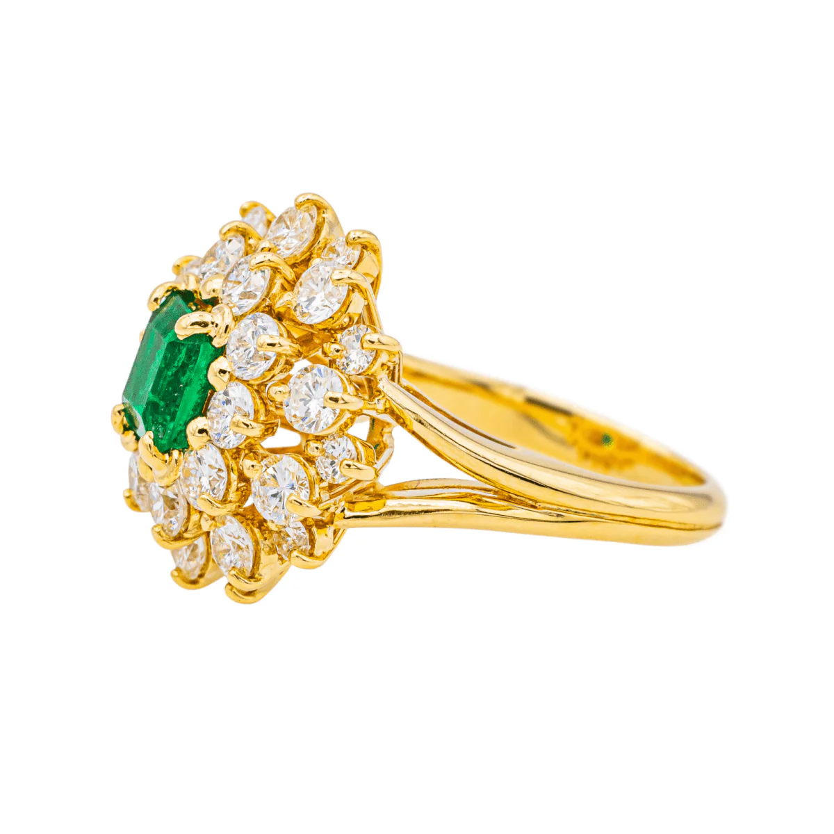 Bague Pompadour en or jaune, émeraude et diamants - Image 4