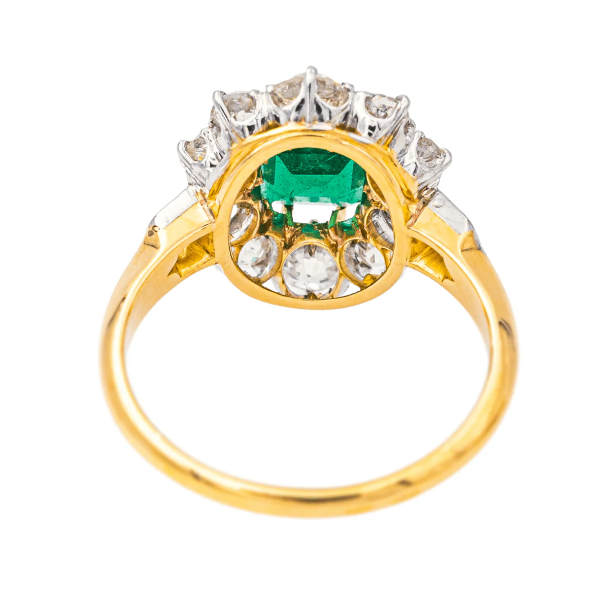 Bague Pompadour en or jaune, émeraude et diamants - Image 5
