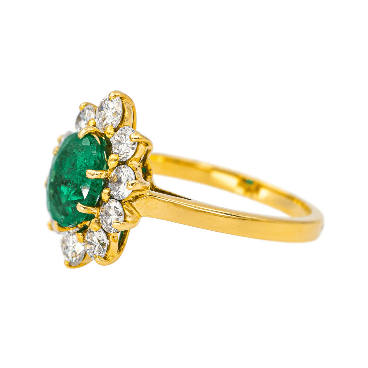 Bague Pompadour en or jaune, émeraude et diamants - Image 4