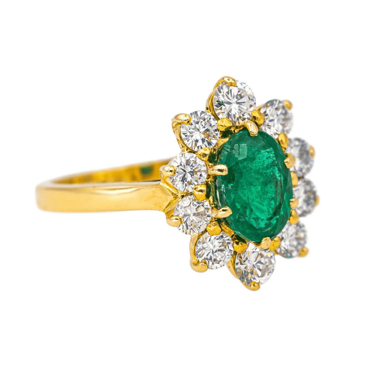 Bague Pompadour en or jaune, émeraude et diamants - Image 6