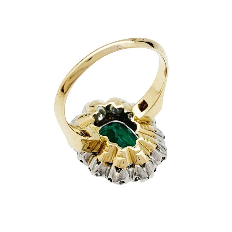 Bague pompadour or jaune et platine, émeraude 2.70 carats, diamants - Image 6