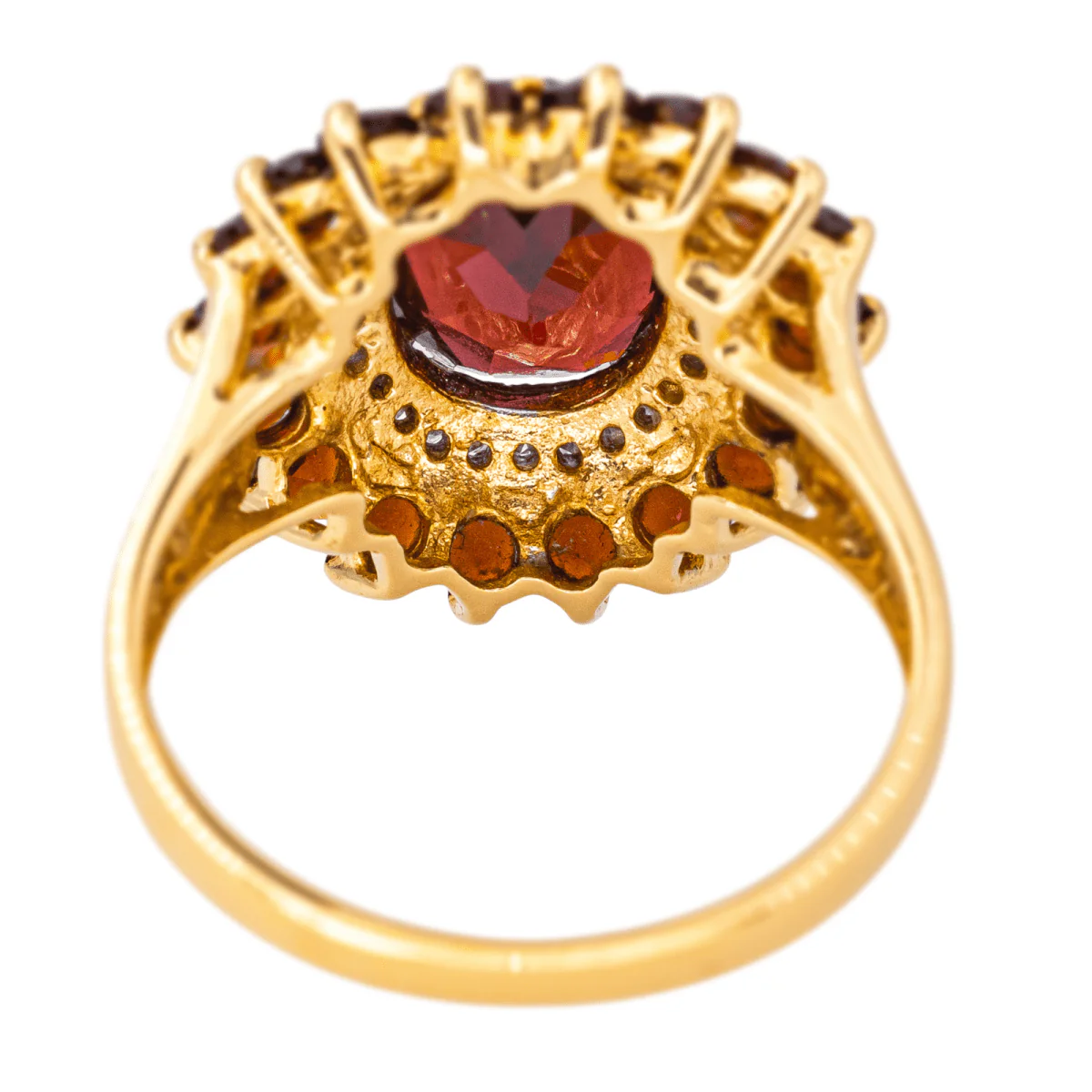 Bague Pompadour en or jaune, grenats et diamants - Image 6