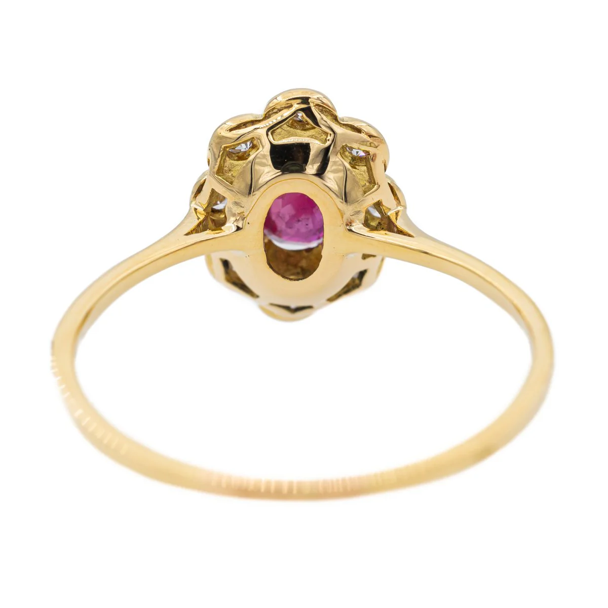 Bague Pompadour en or jaune, diamant et rubis - Image 4