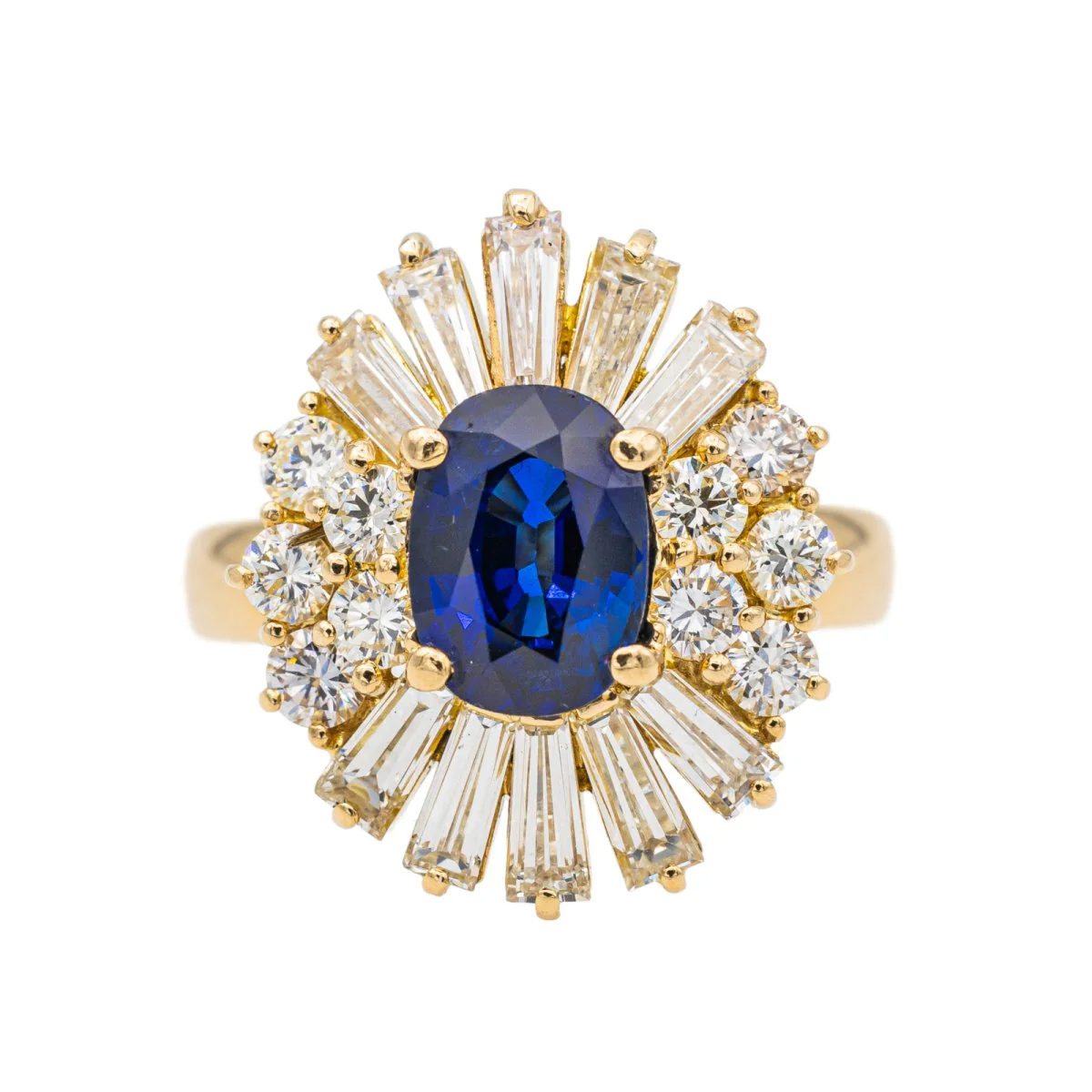 Bague Pompadour Or Jaune Saphir et Diamants