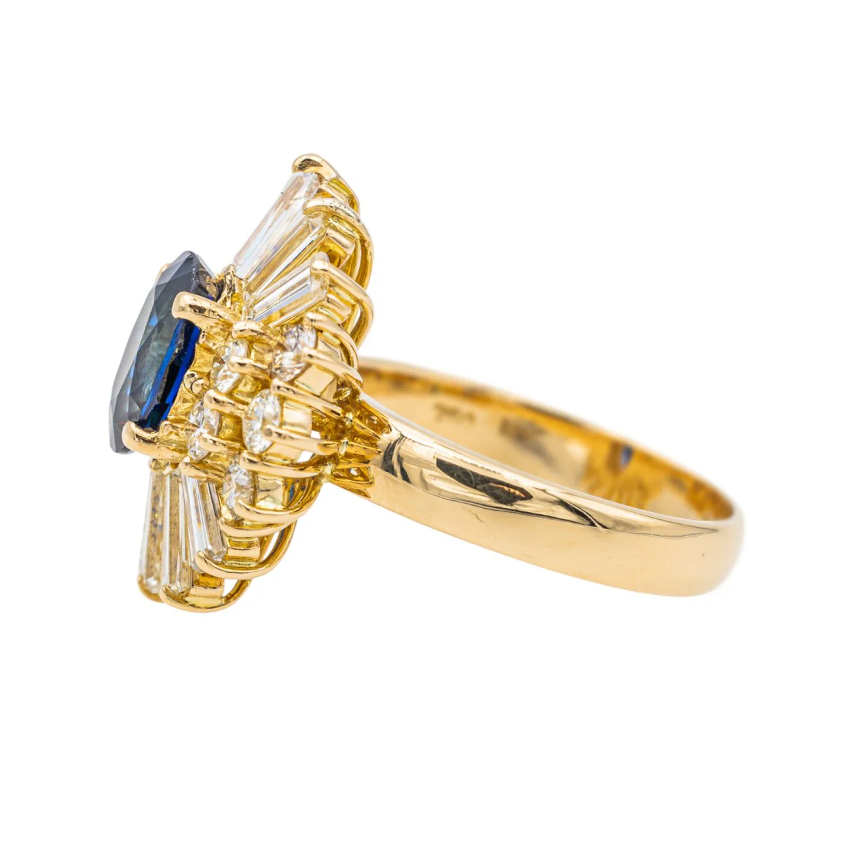 Bague Pompadour Or Jaune Saphir et Diamants - Image 4