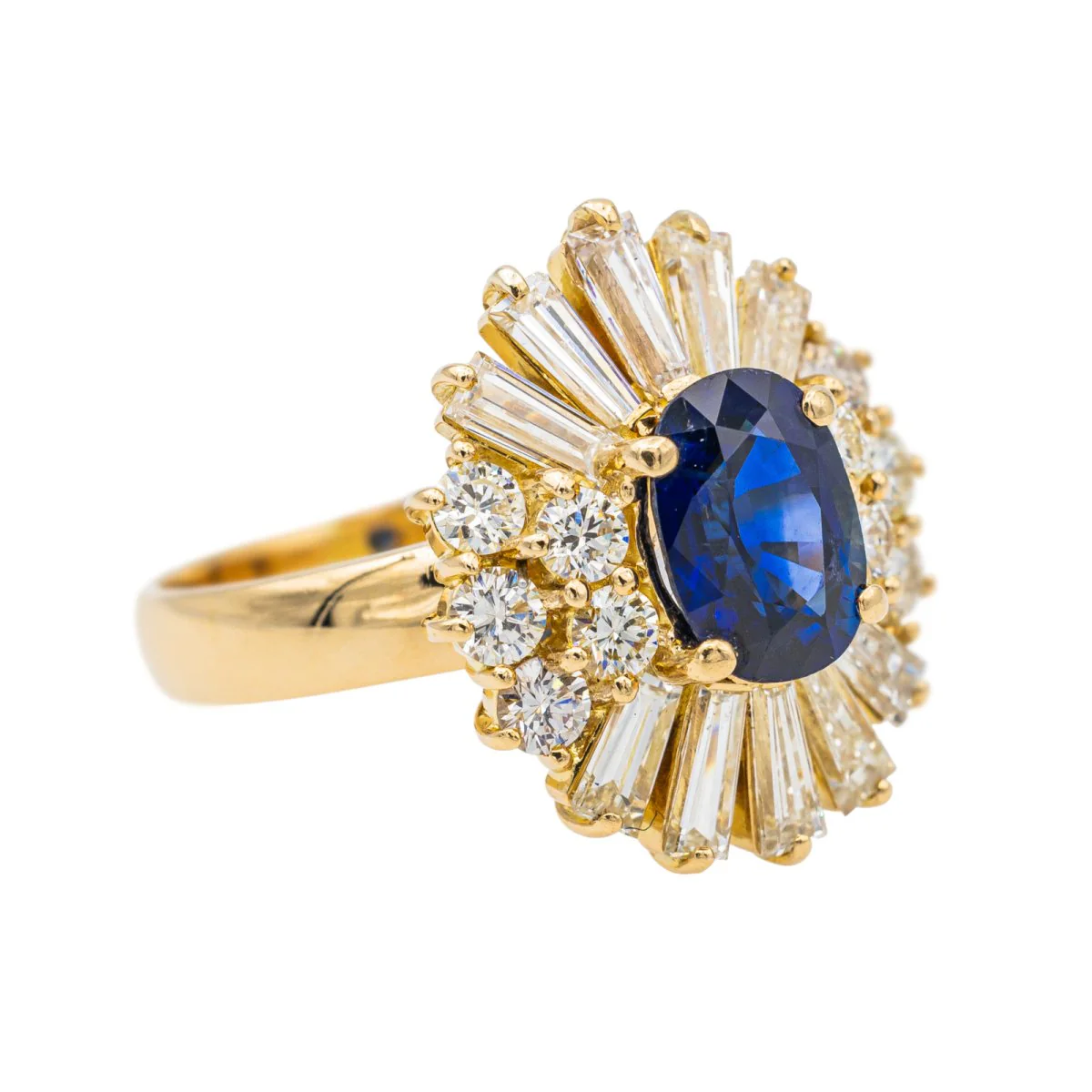 Bague Pompadour Or Jaune Saphir et Diamants - Image 5