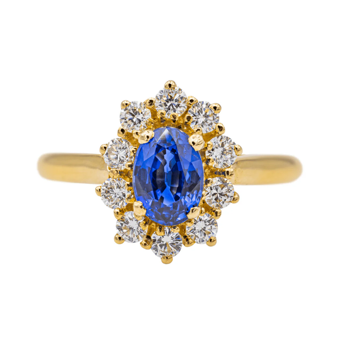 Bague Pompadour en or jaune, saphir et diamant