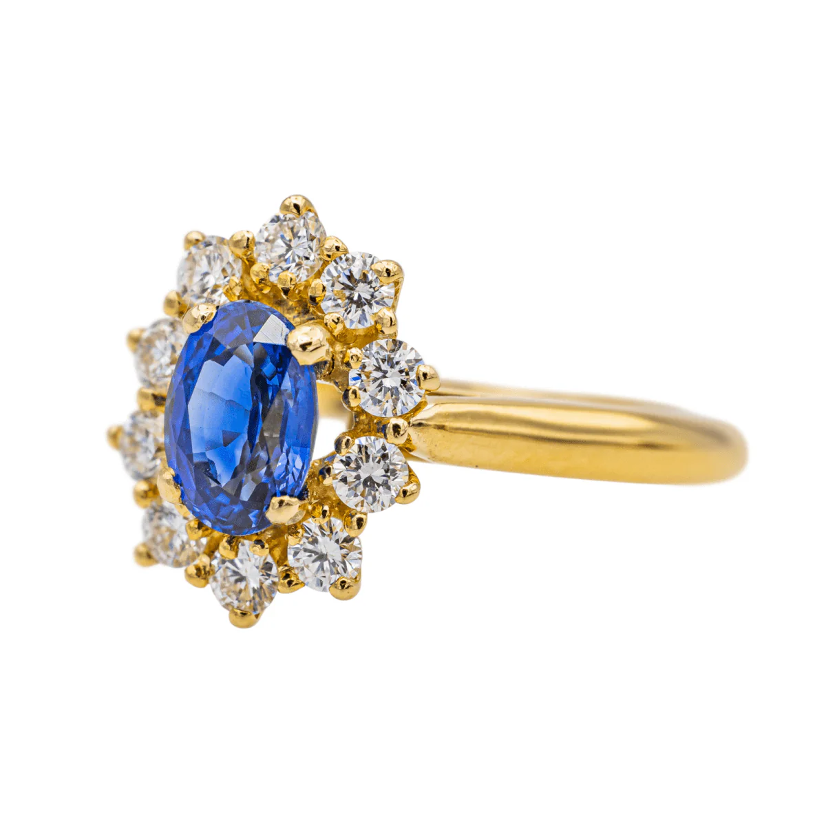 Bague Pompadour en or jaune, saphir et diamant - Image 3